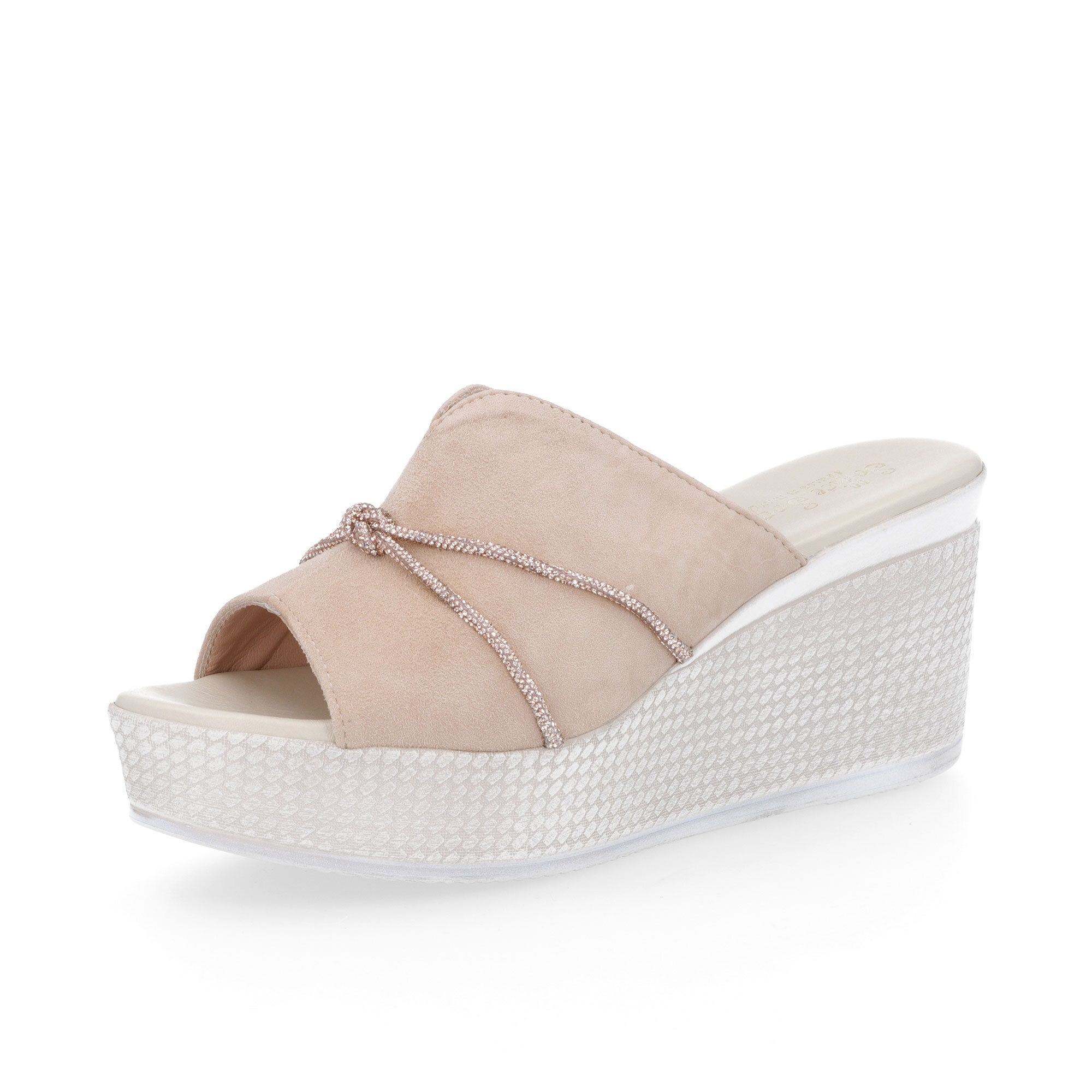 Soffice Sogno
Sabot in pelle 
scamosciata con 
cordoncino strass