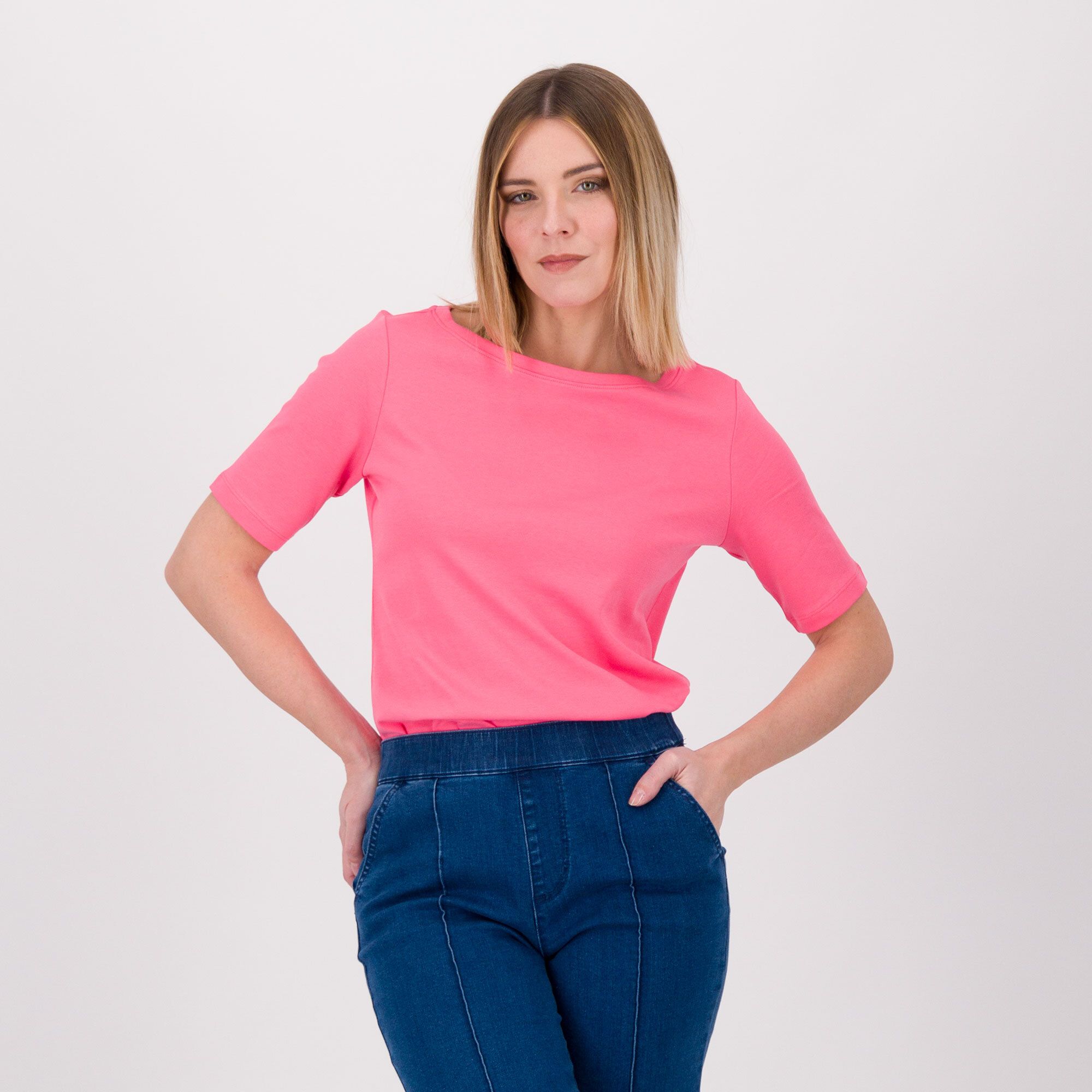 Isaac Mizrahi Live
T-shirt in jersey 
di cotone con scollo
a barchetta