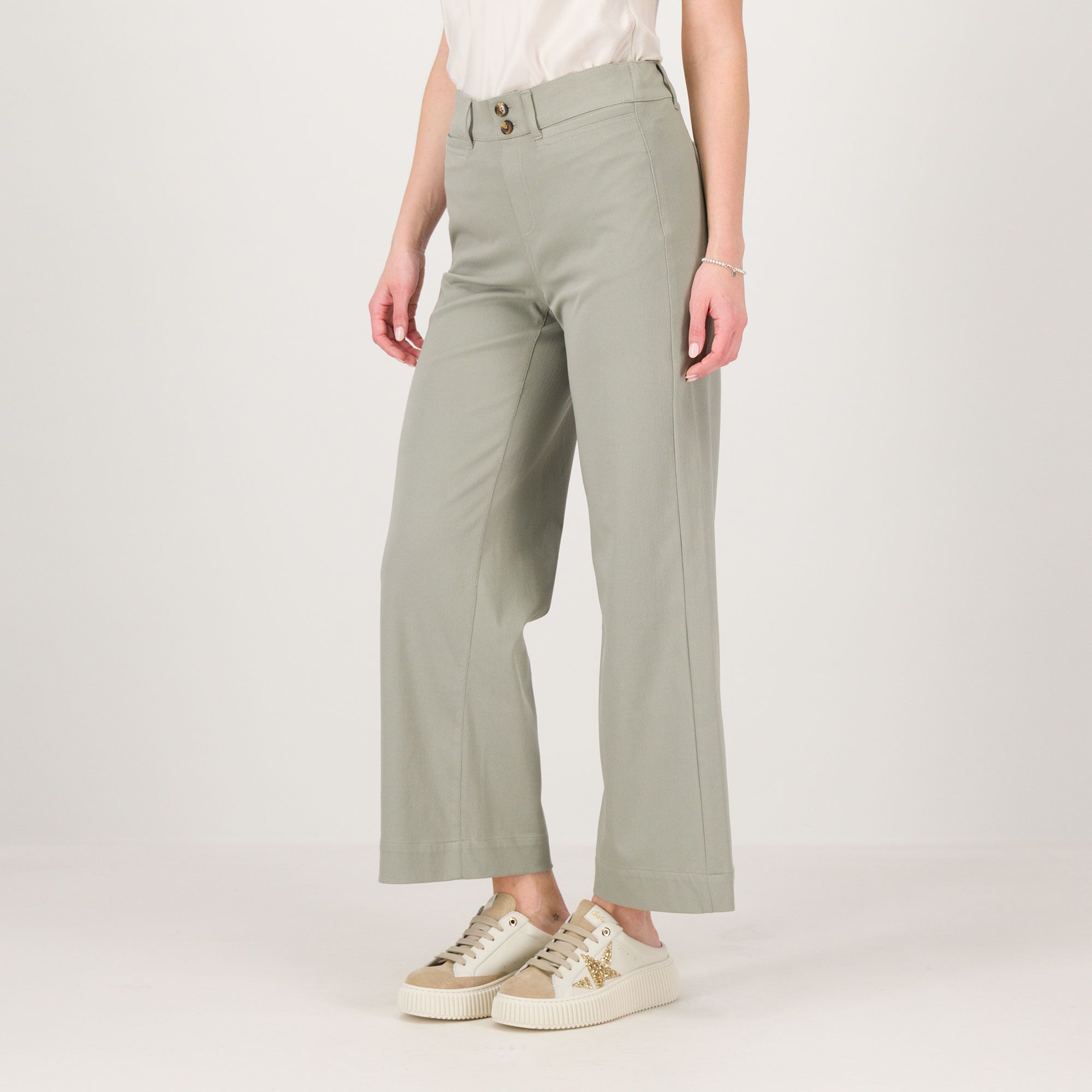 Denim & Co Pantaloni pull-on in denim misto cotone stretch gamba ampia