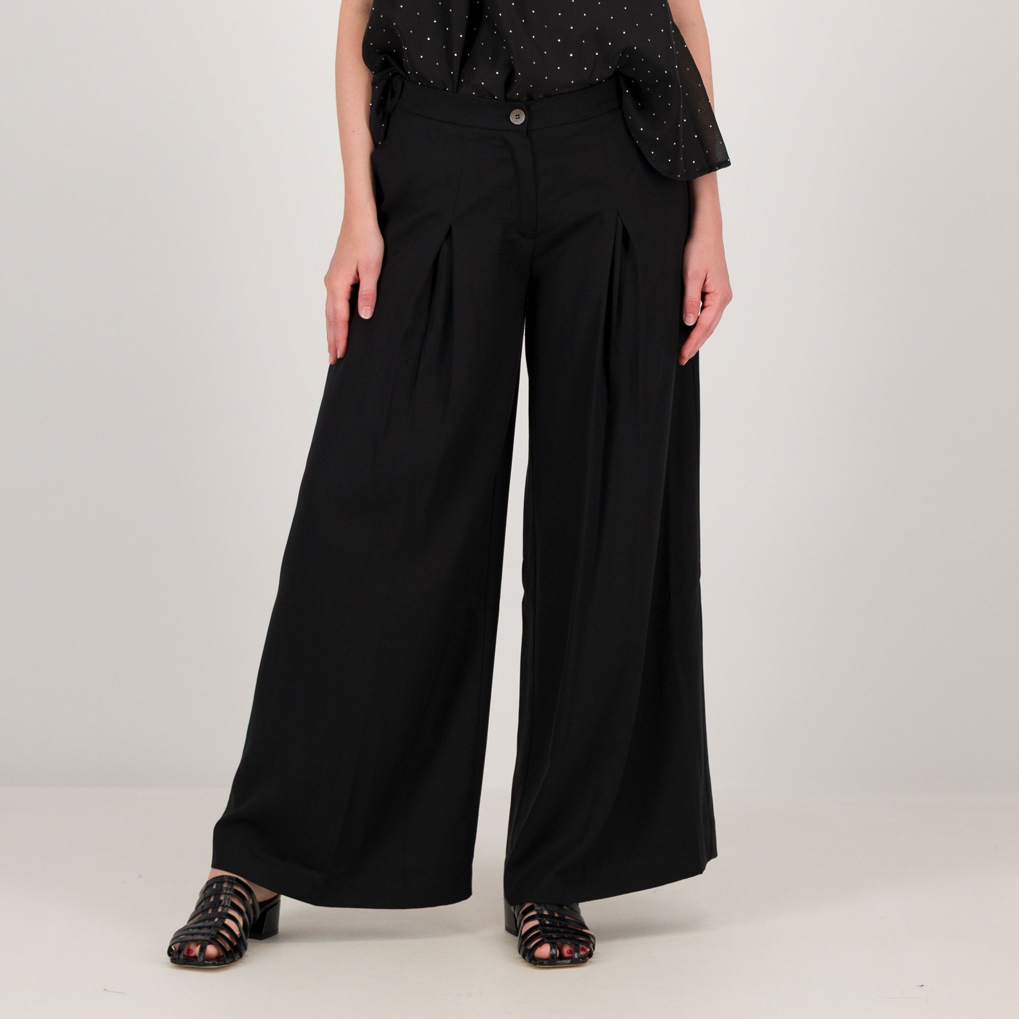 W.I.T.A. Pantaloni palazzo in lyocell con elastico in vita
