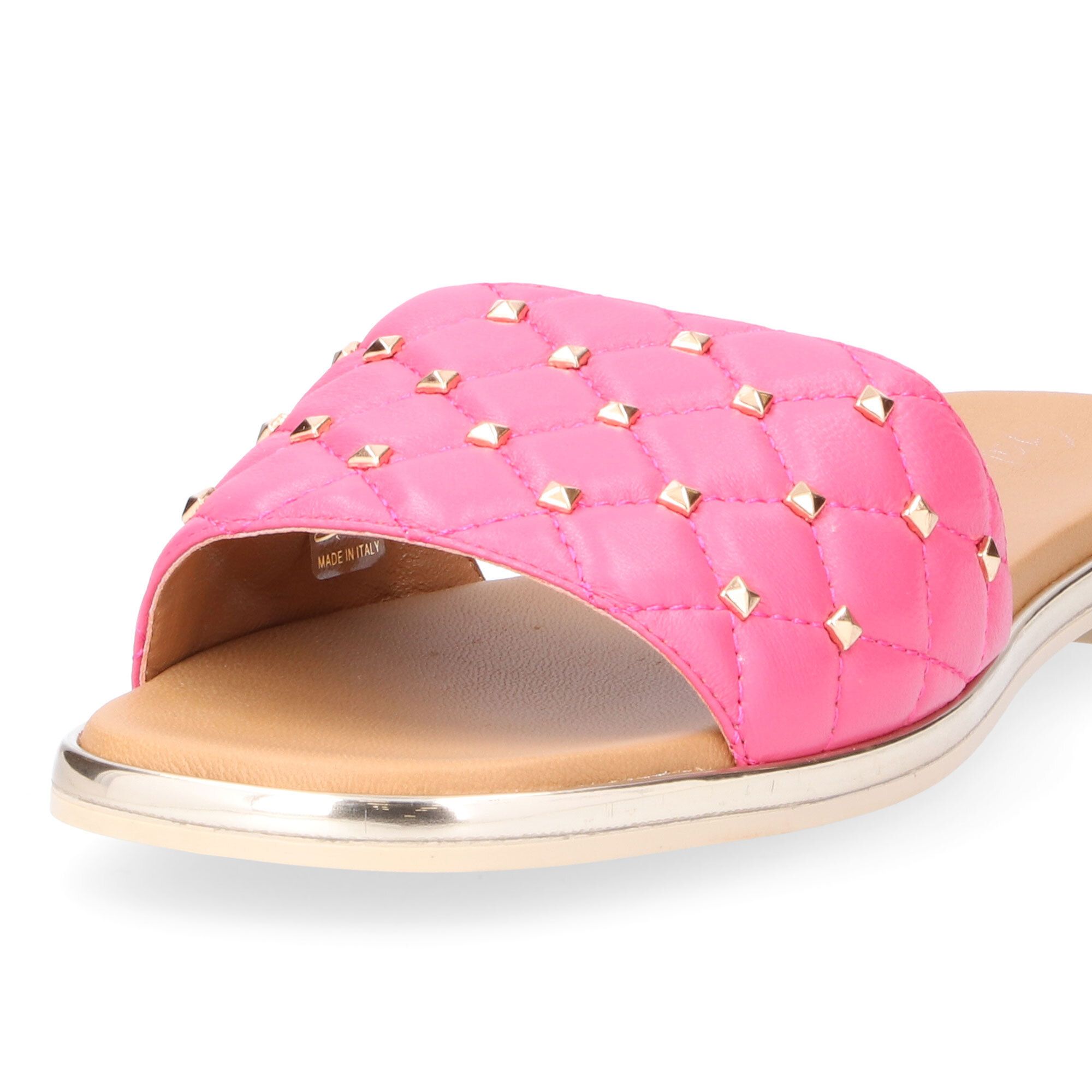 Galieti Ciabattina in pelle effetto trapuntato e borchiette