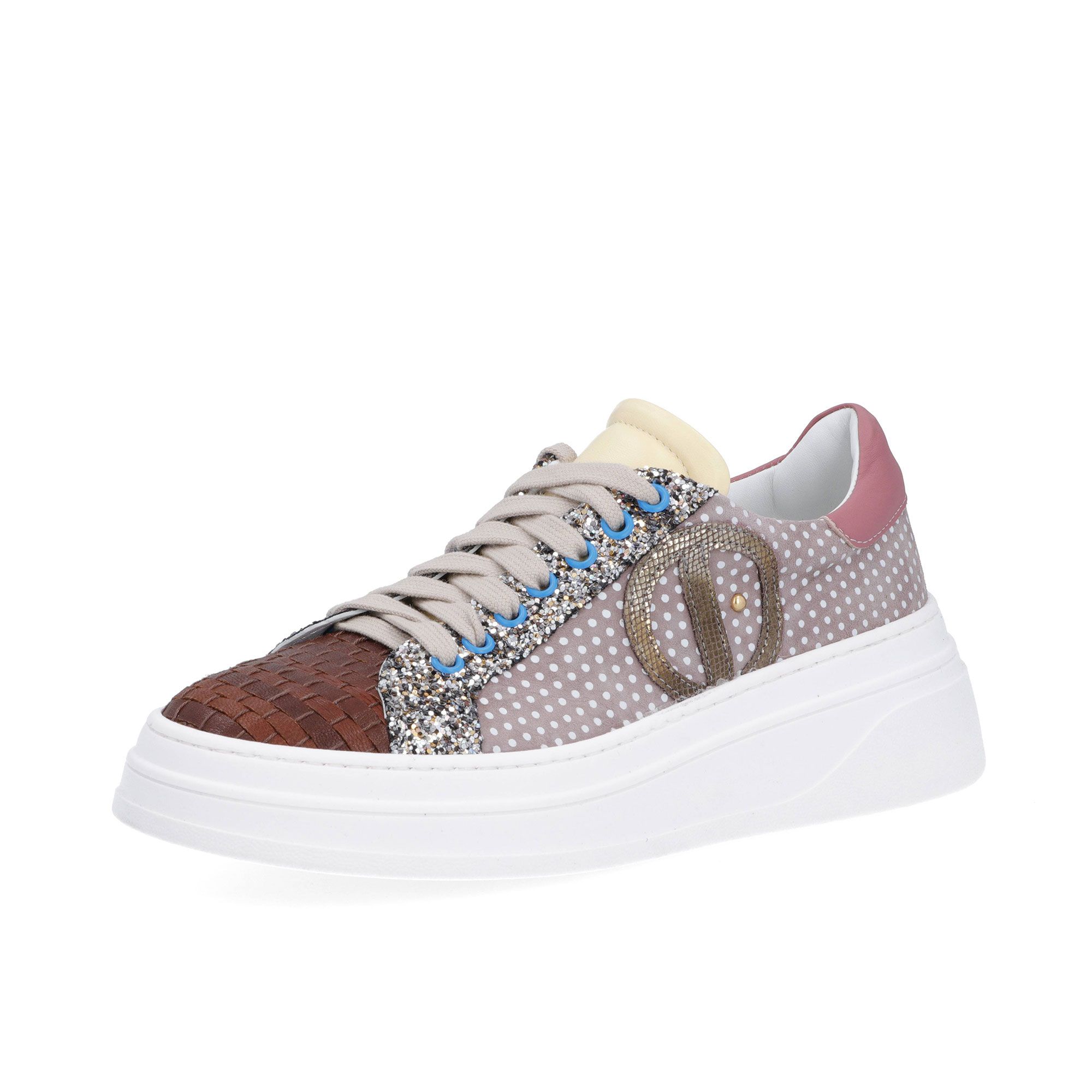 Ebarrito
Sneaker in pelle
patchwork
con suola 5,5cm