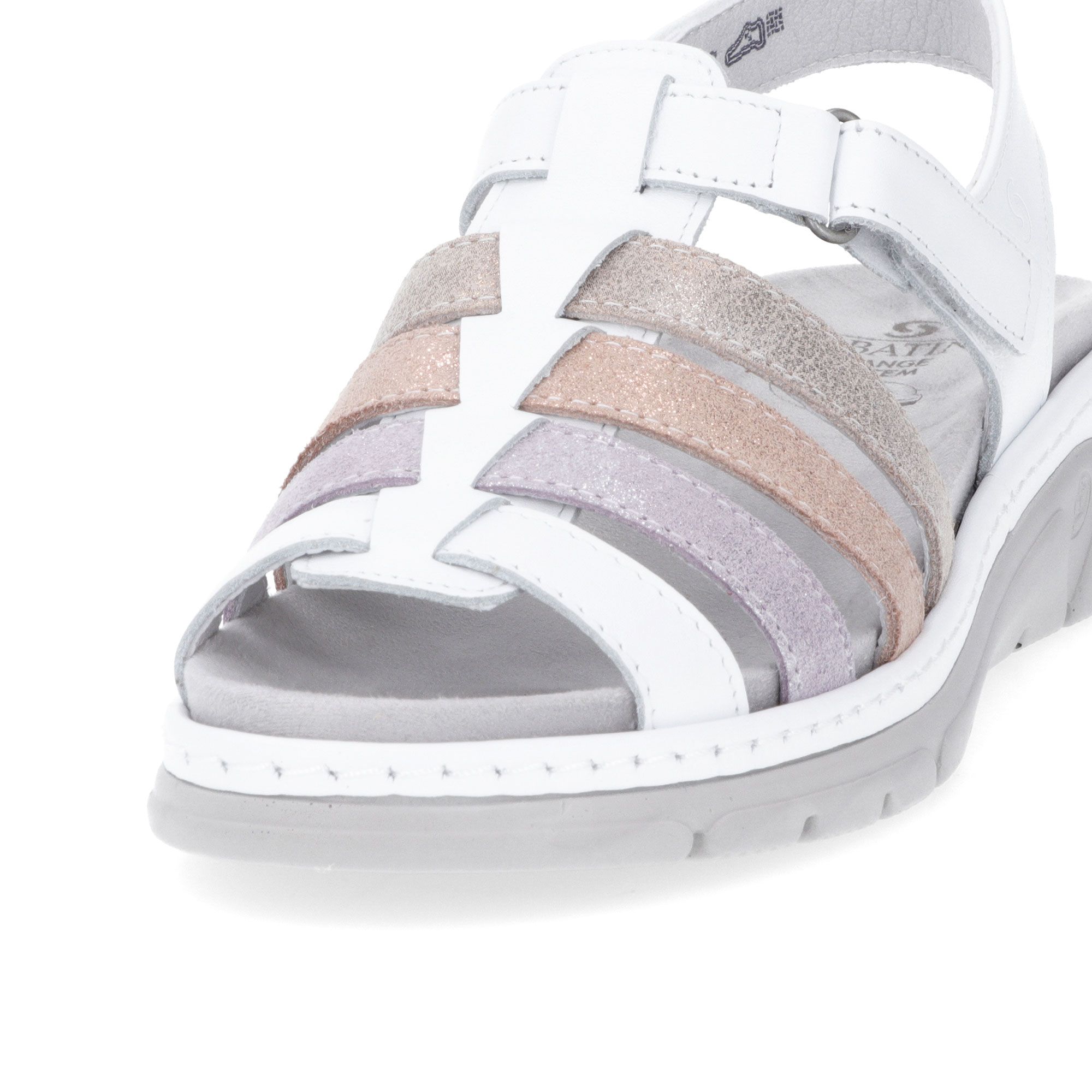 Sabatini Sandali in pelle con fascette multicolor e zeppa 3,5cm