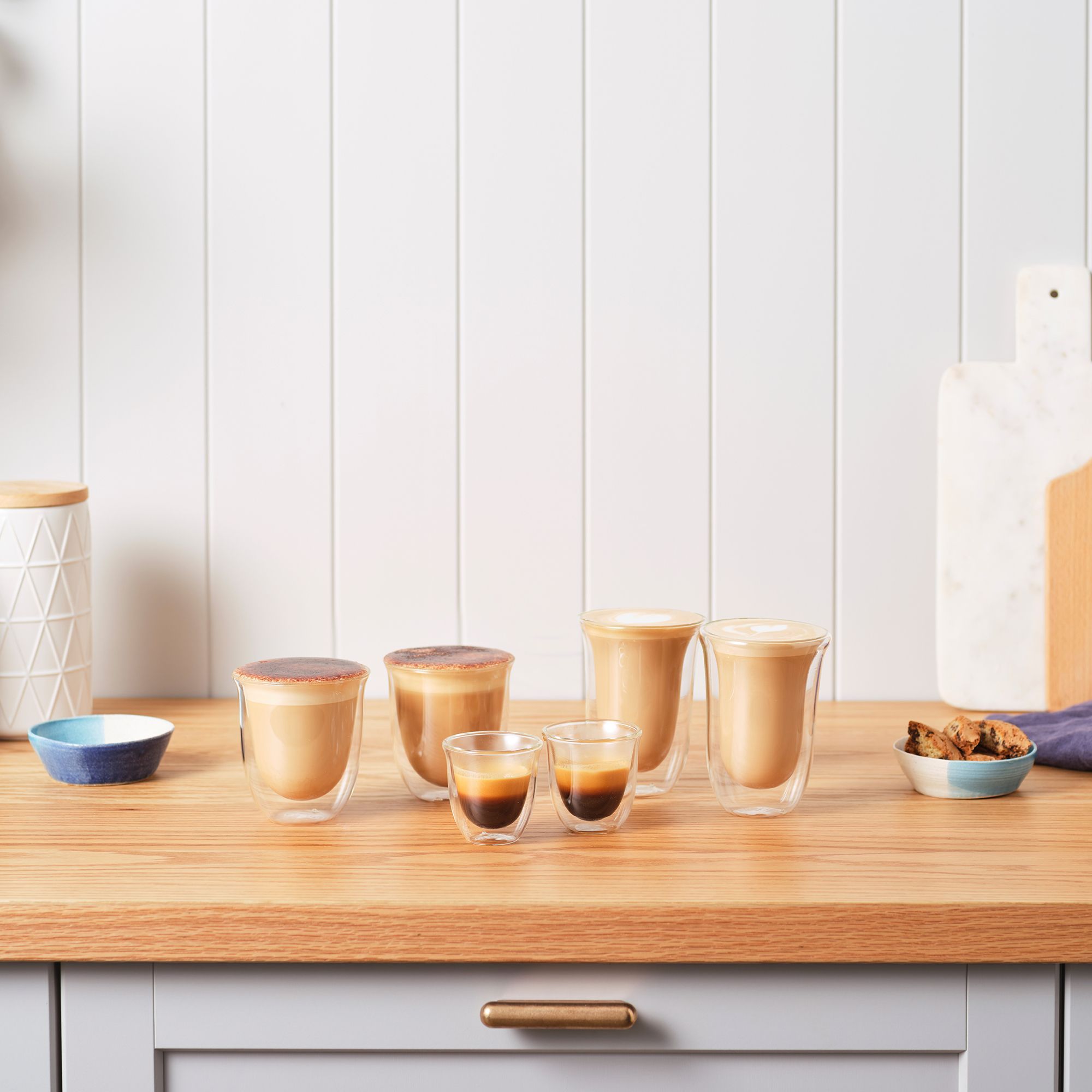 De'Longhi set 2 bicchieri termici per espresso, vetro borosilicato capacità 60ml
