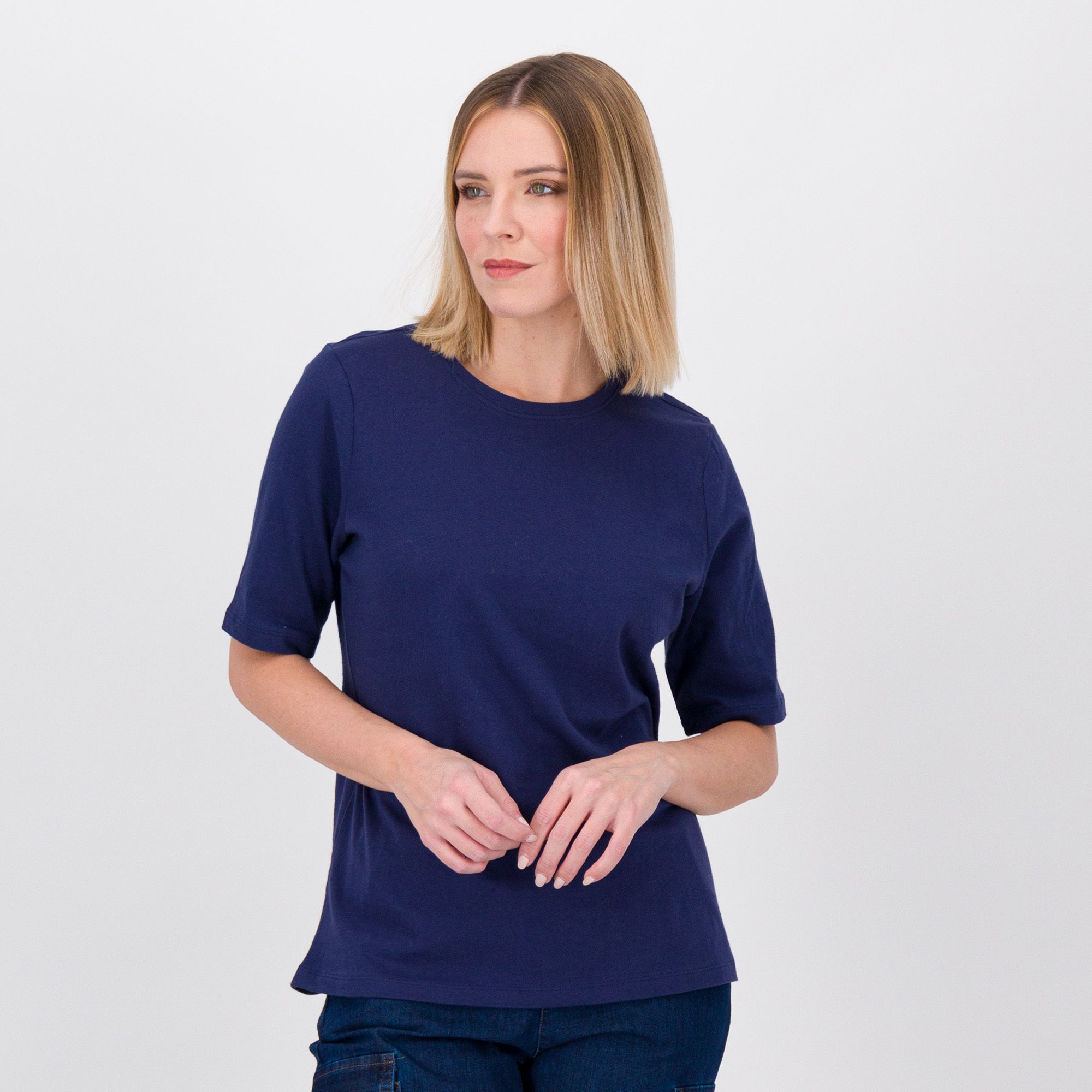Denim & Co
T-shirt in jersey 
di cotone con 
manica al gomito