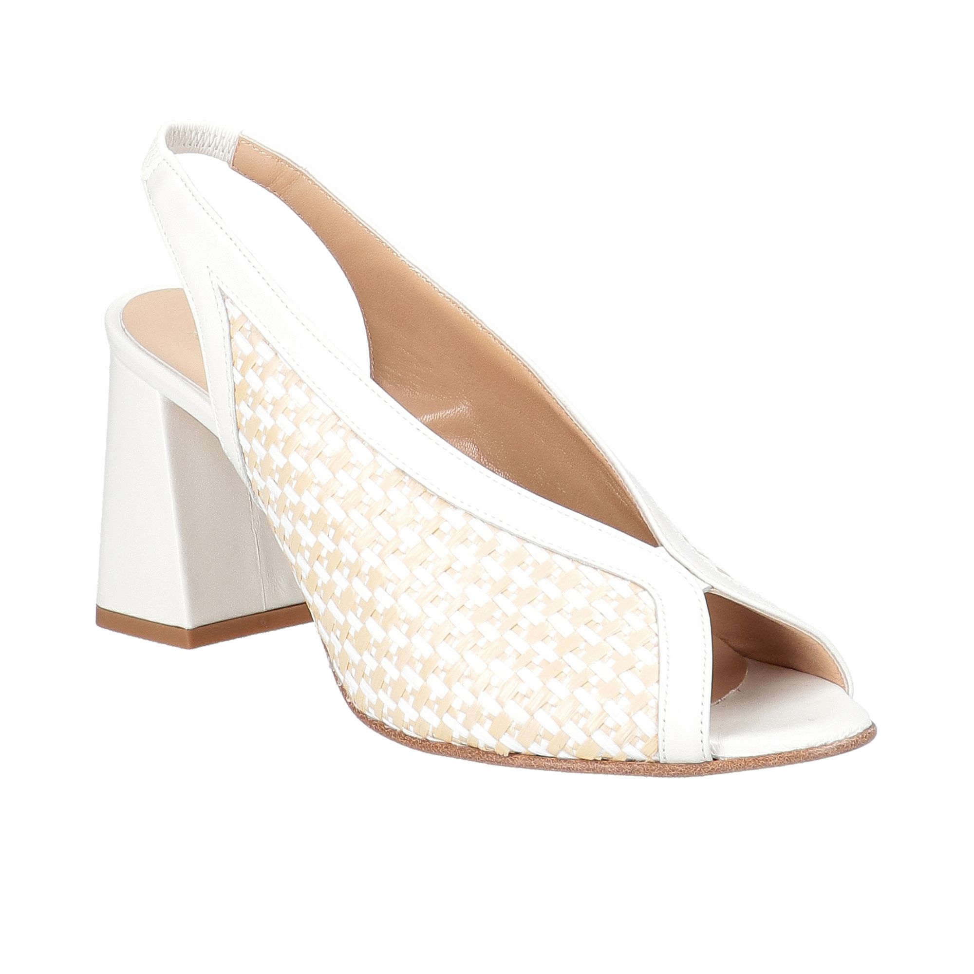 Le Serpentini Slingback in pelle e rafia con cinturino e tacco 8 cm