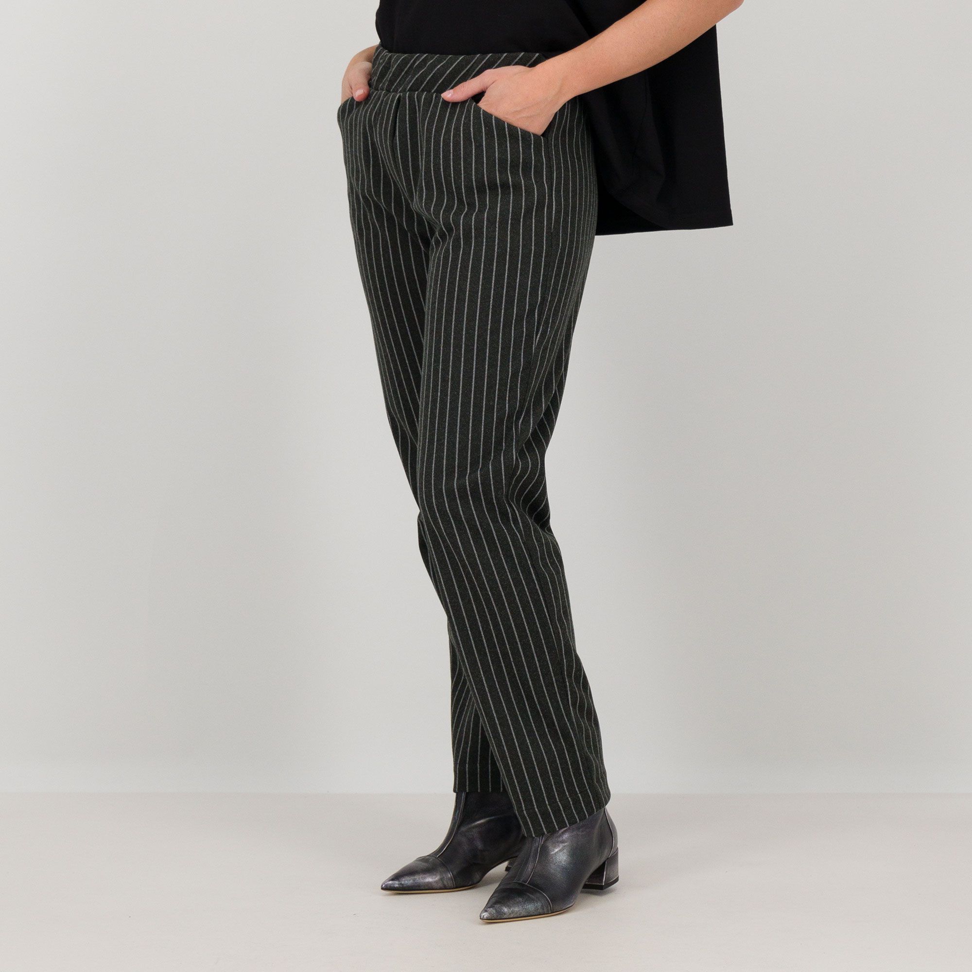 Studio 19 Pantaloni in jersey gessato effetto felpa con tasche