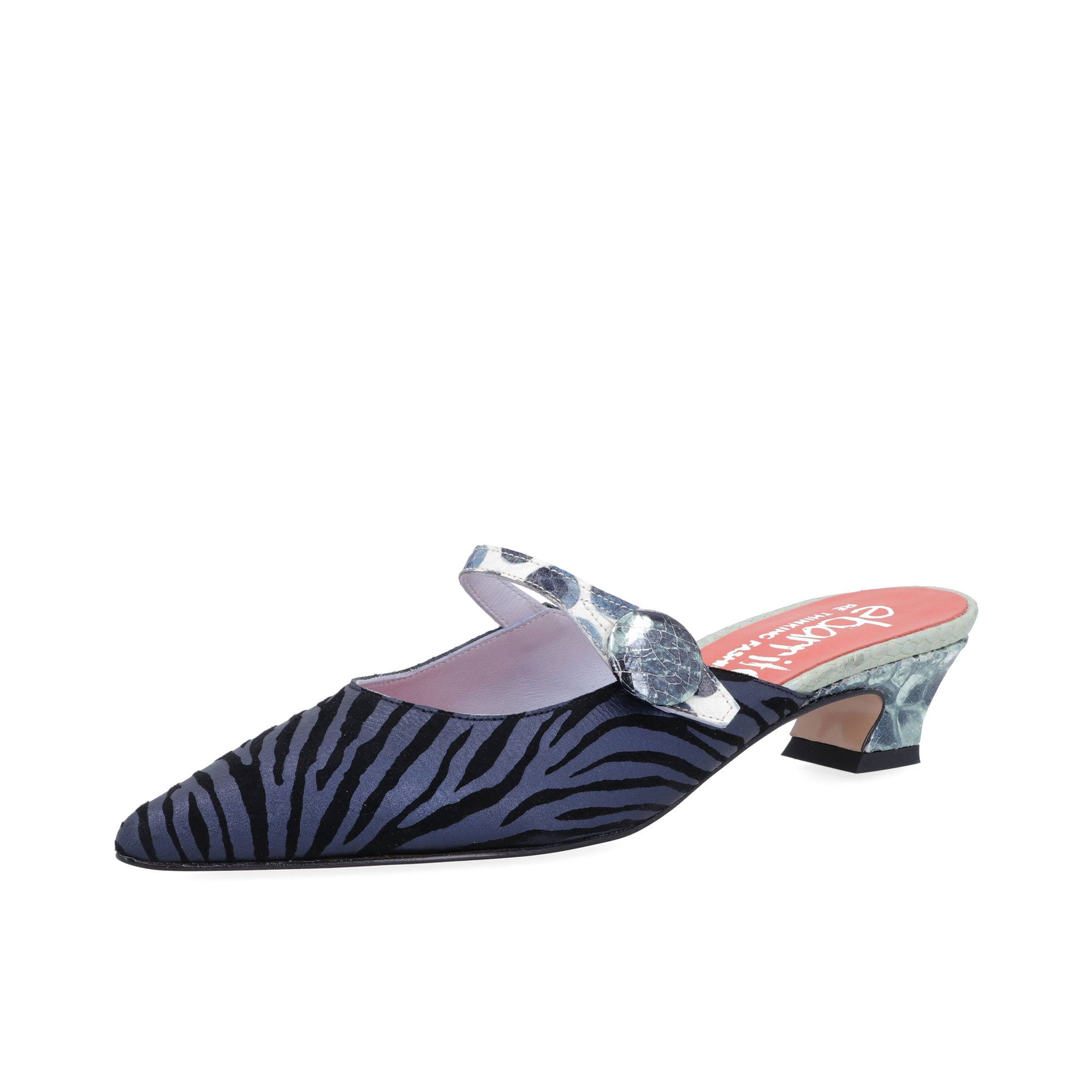 Ebarrito Sabot in pelle patchwork con fascetta e bottone