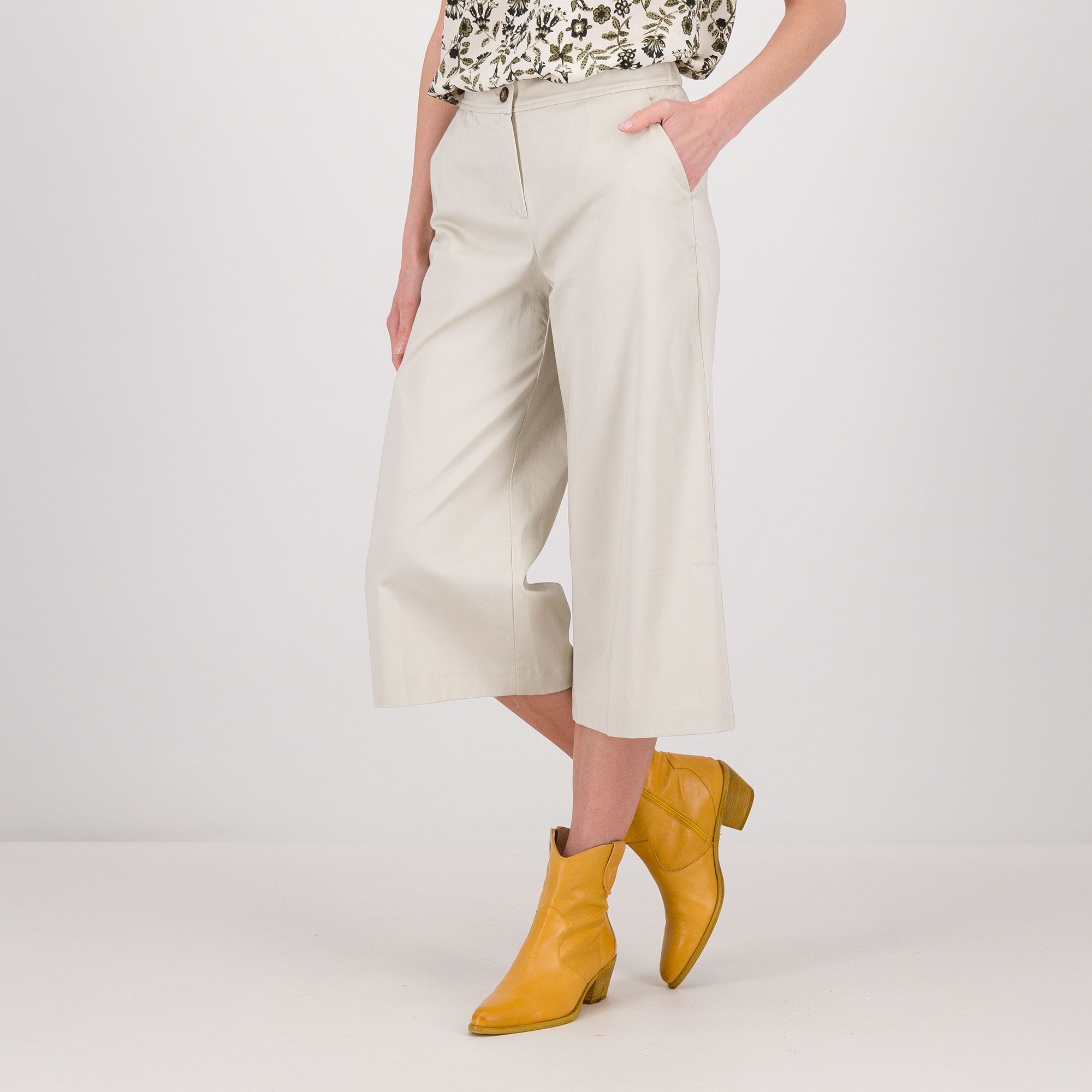 EXTESA Pantaloni cropped con elastico in cinta in cotone