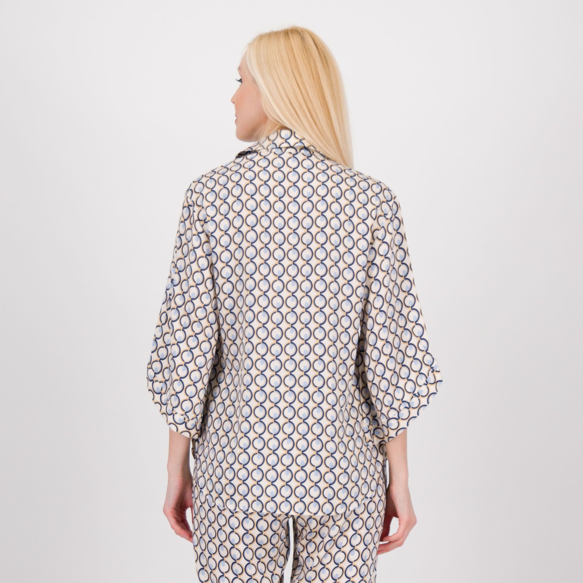 M’ama Camicia in raso fantasia con maniche kimono
