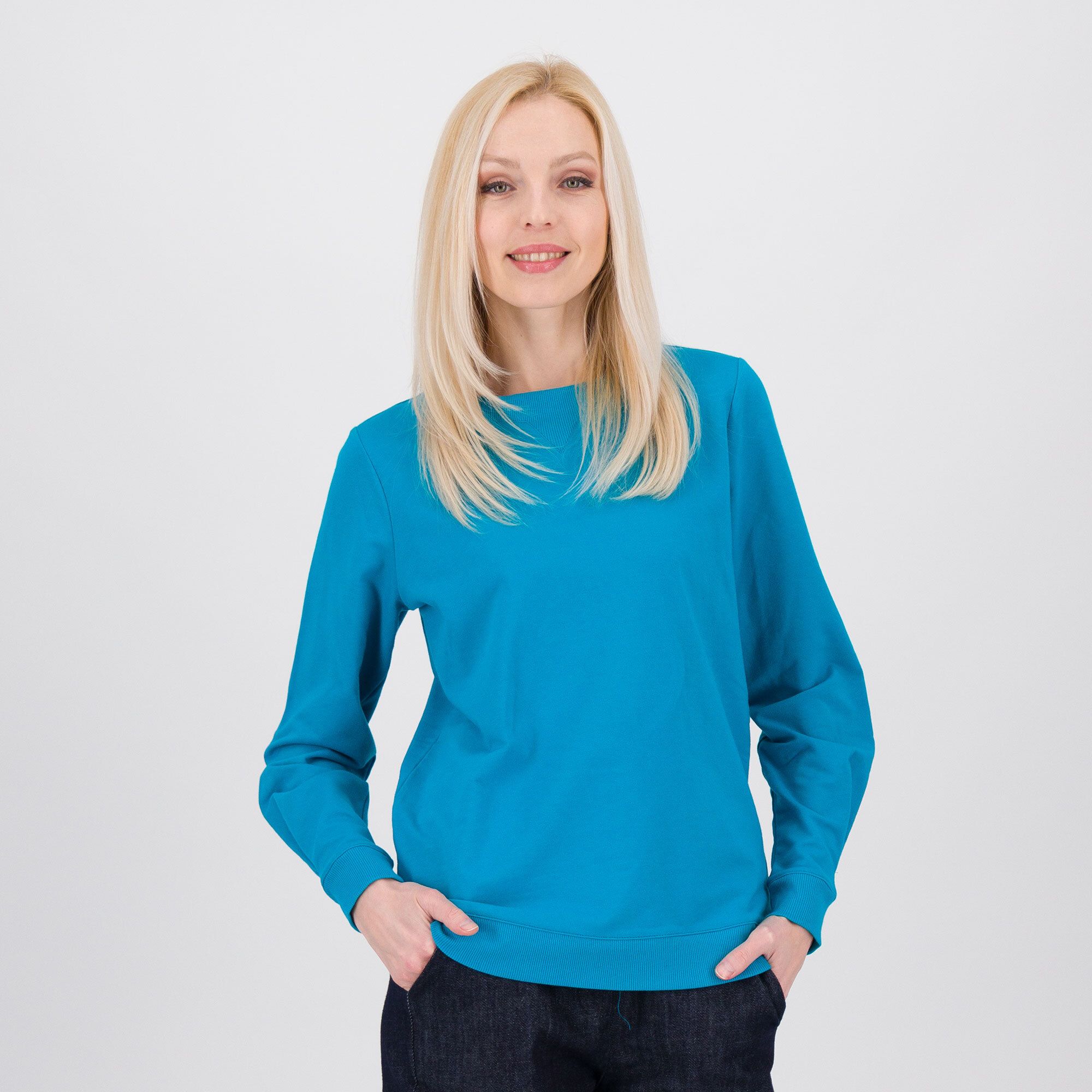 Denim & Co Felpa con scollo tondo a manica lunga