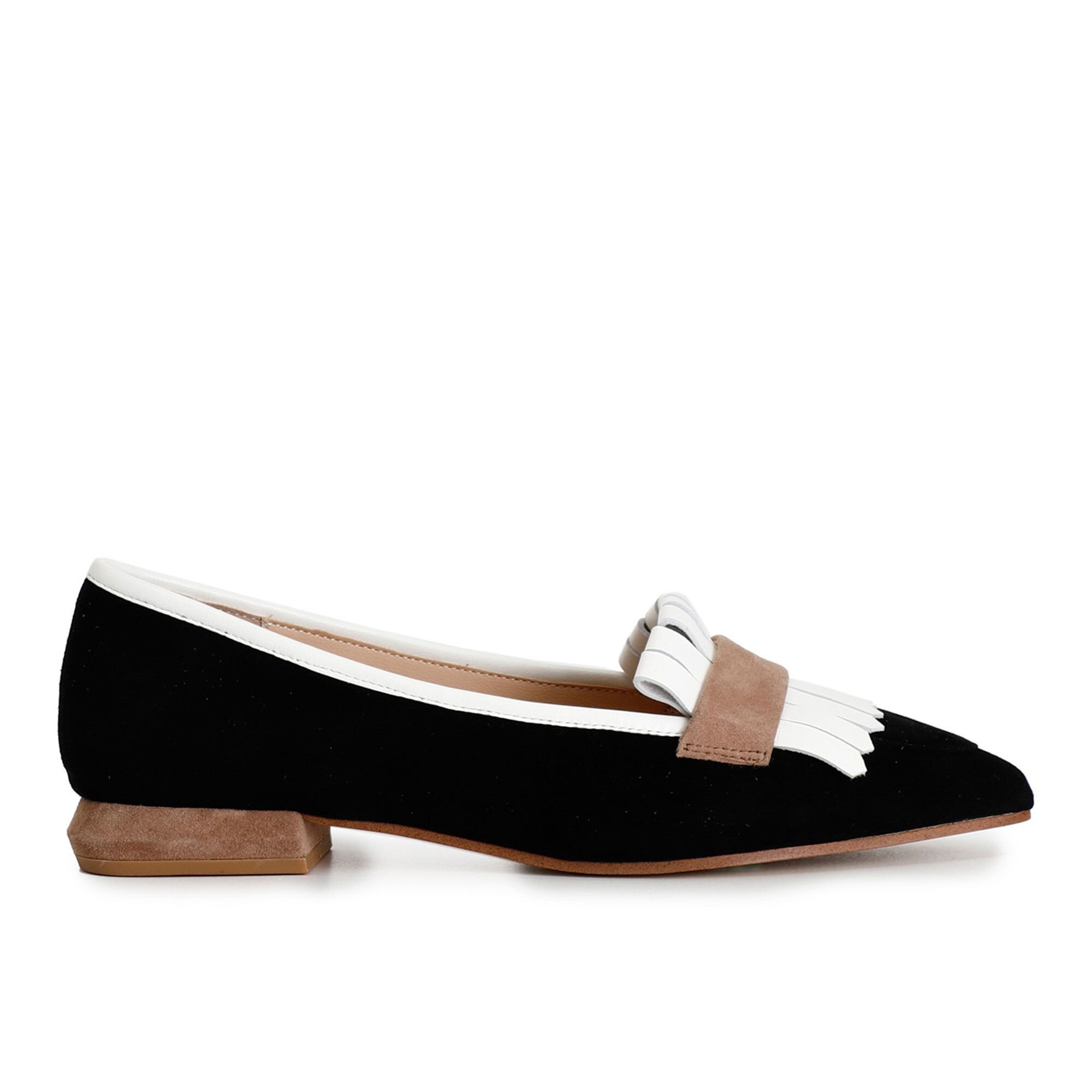CafÃ¨ Noir Ballerine a punta in pelle scamosciata con frange