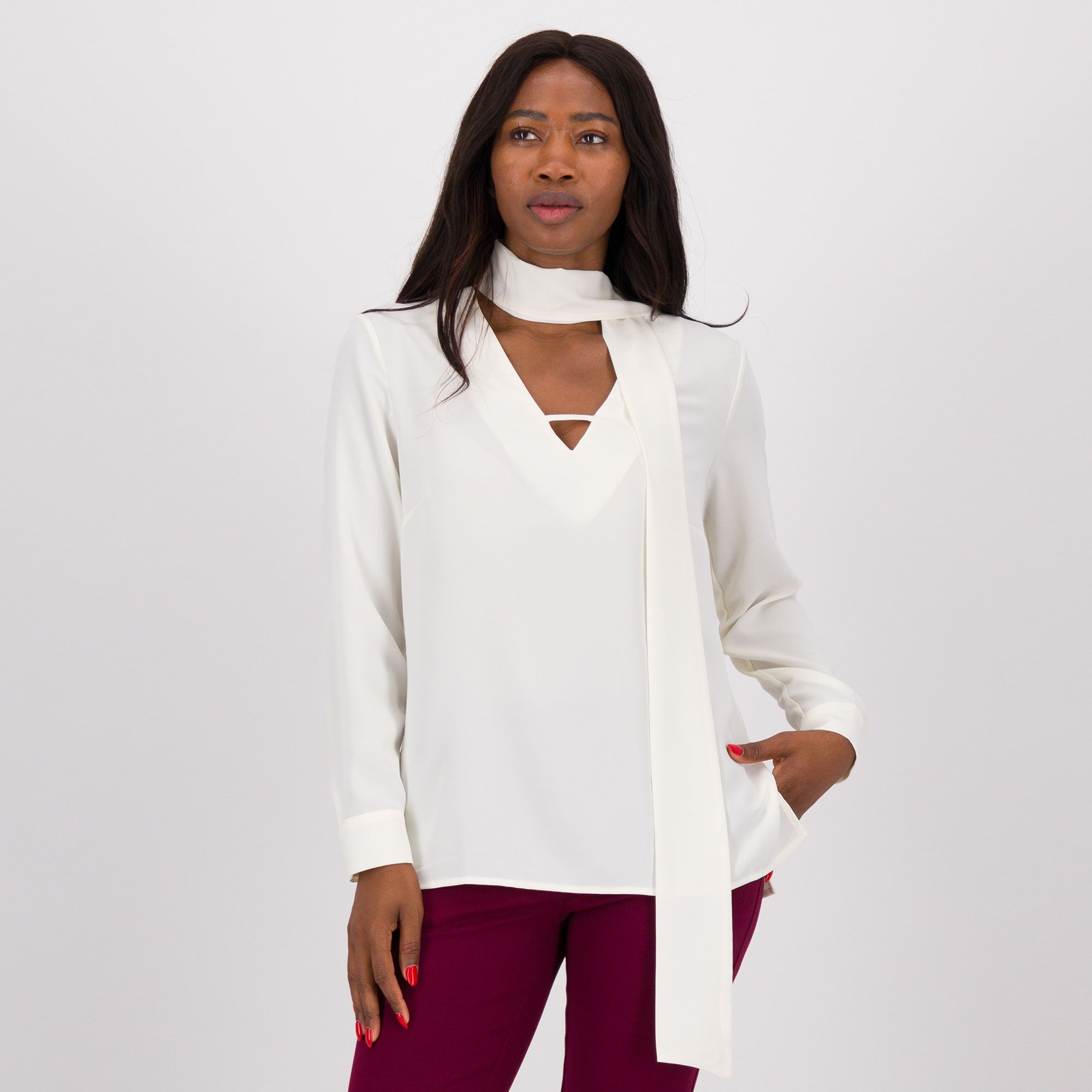 SottoMarino Maglia maniche lunghe in raso opaco con cravattina