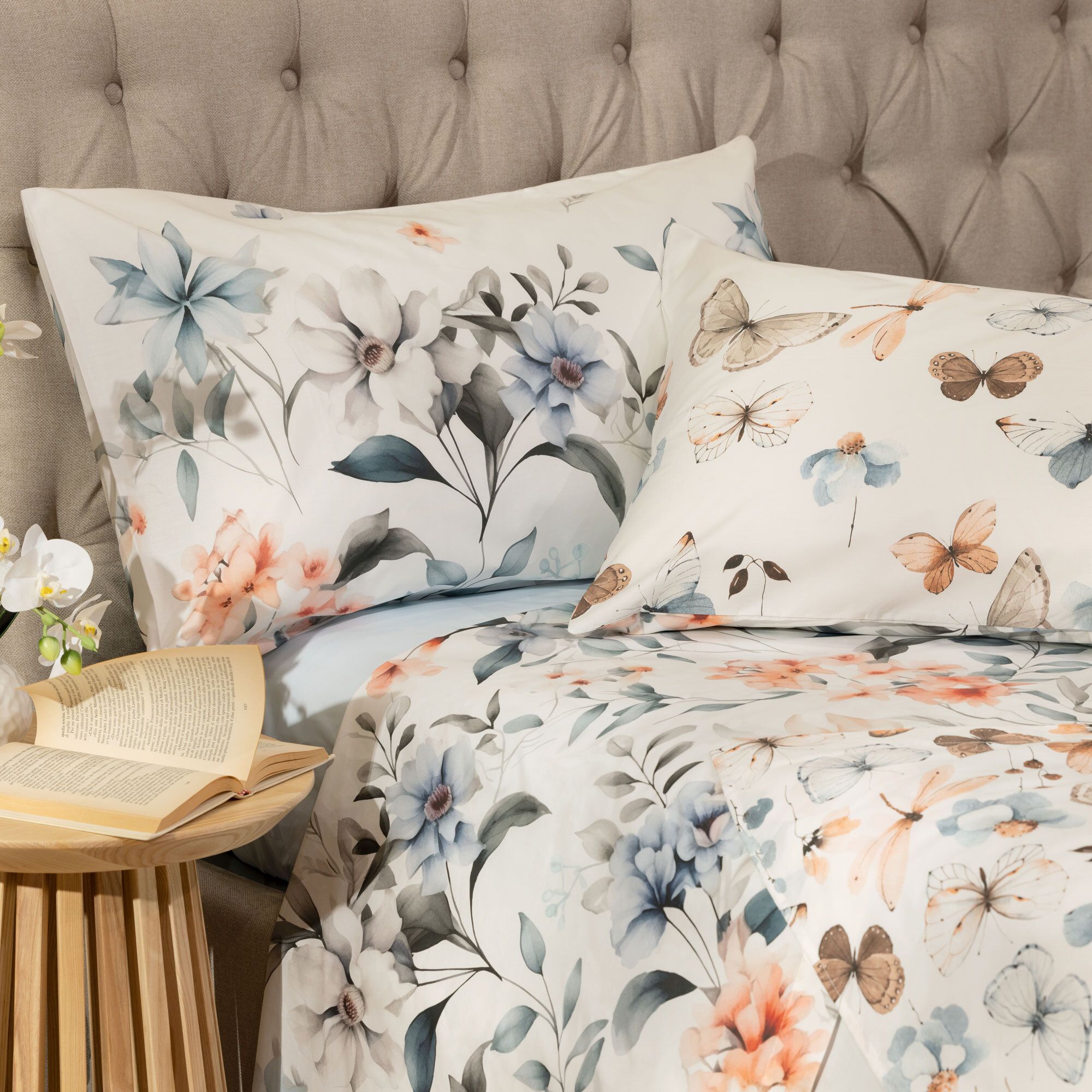 Happidea
Dueinuno completo
letto in percalle con
doppia stampa