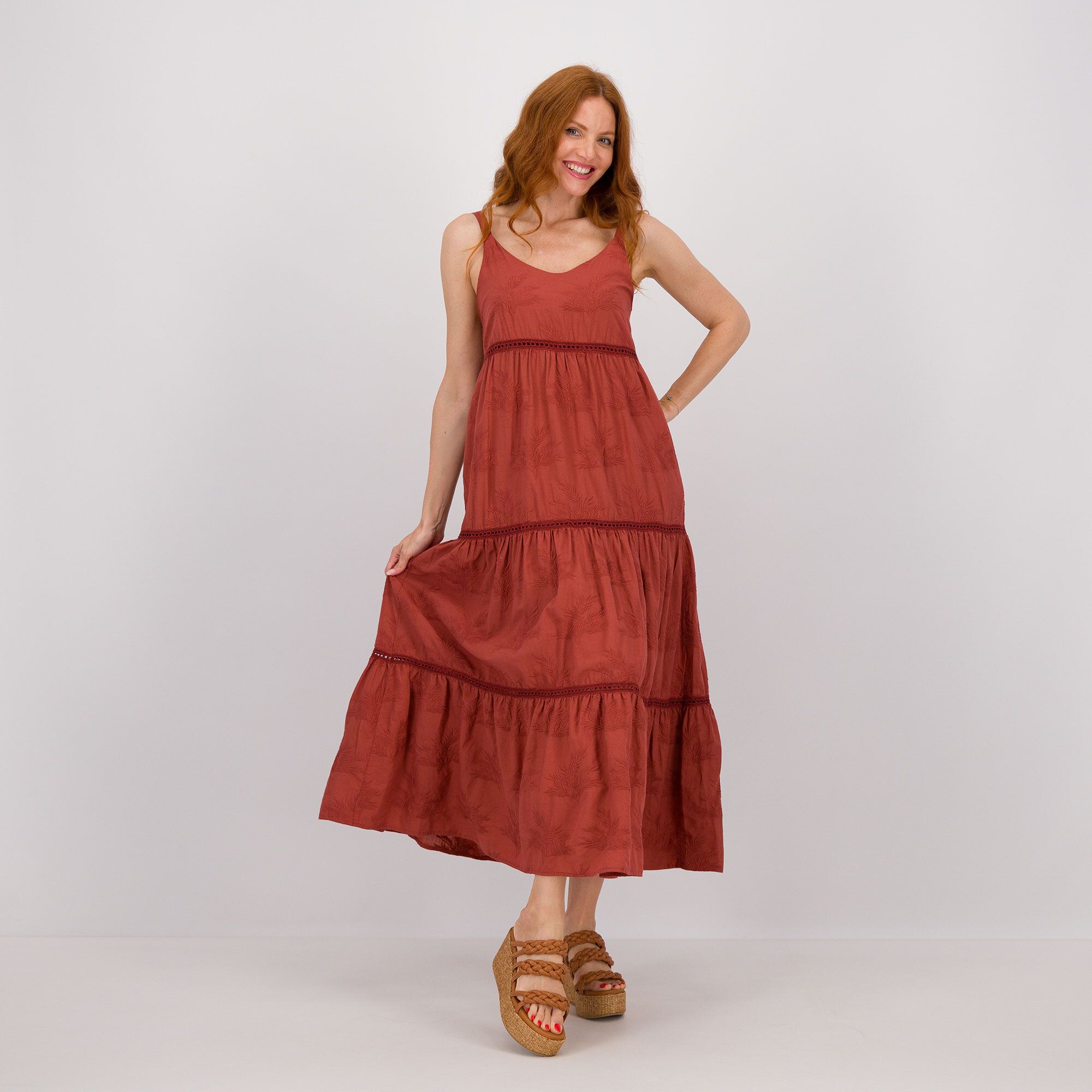 PALAZZO MODA Abito lungo con spalline in cotone ricamato