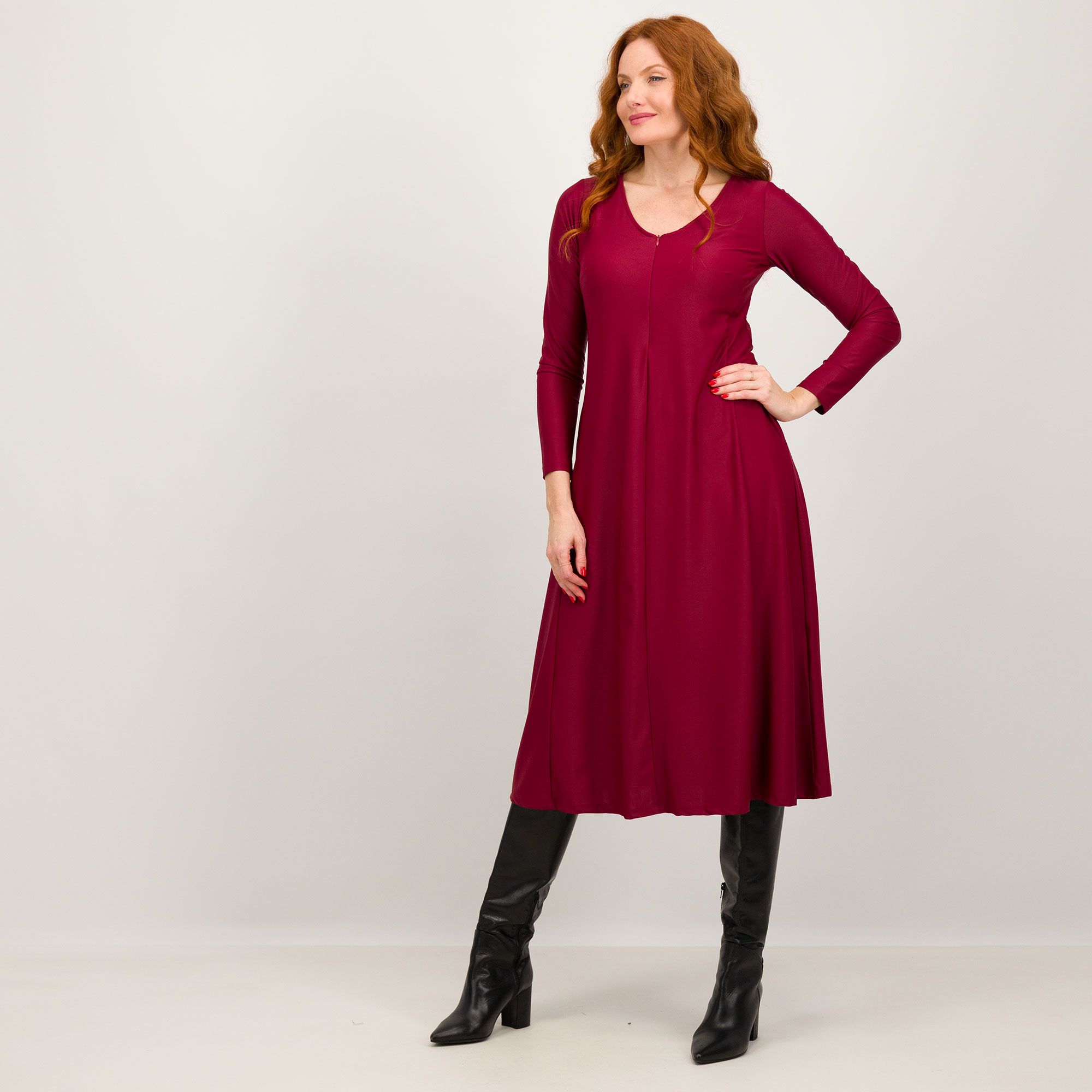 Caterina Lancini Abito longuette in jersey tecnico con scollo a V