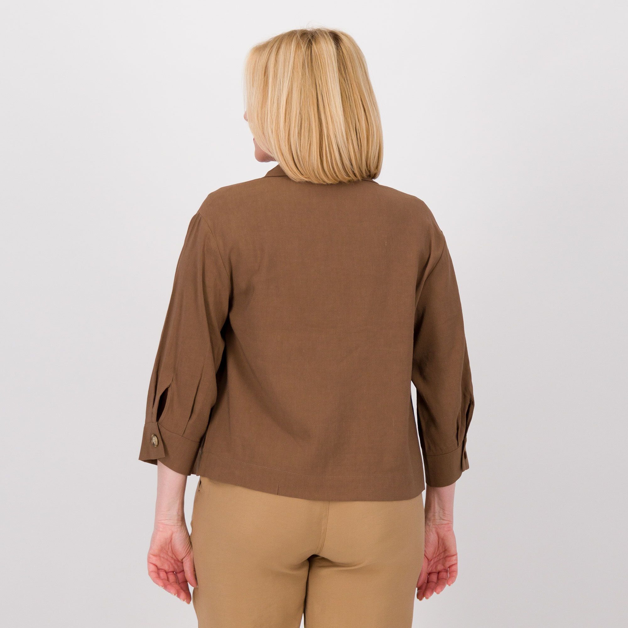 EXTESA Giacca in viscosa e lino con bottoni e maniche 3/4