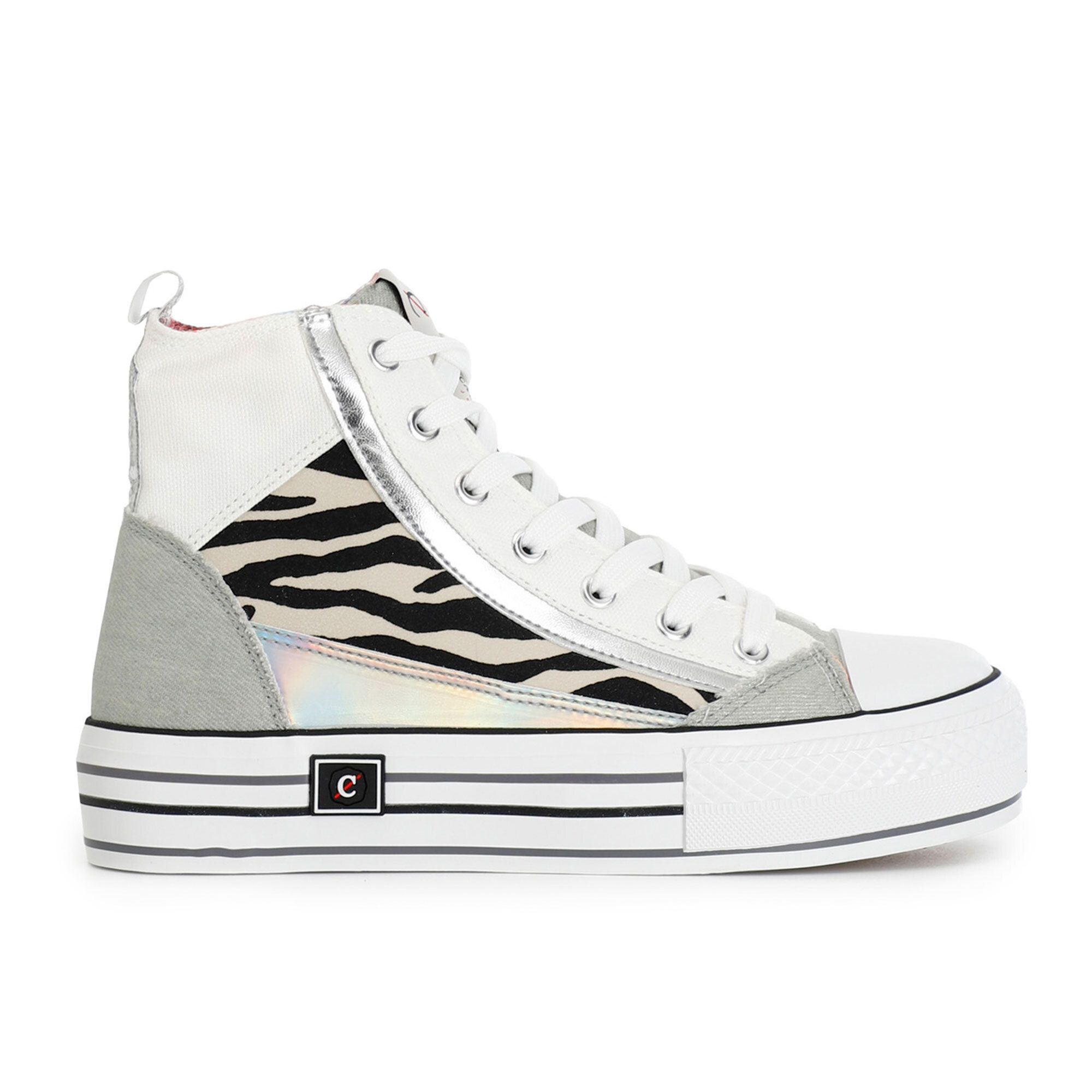 Cafè Noir
Sneaker alte 
in tessuto patchwork
con punta in gomma