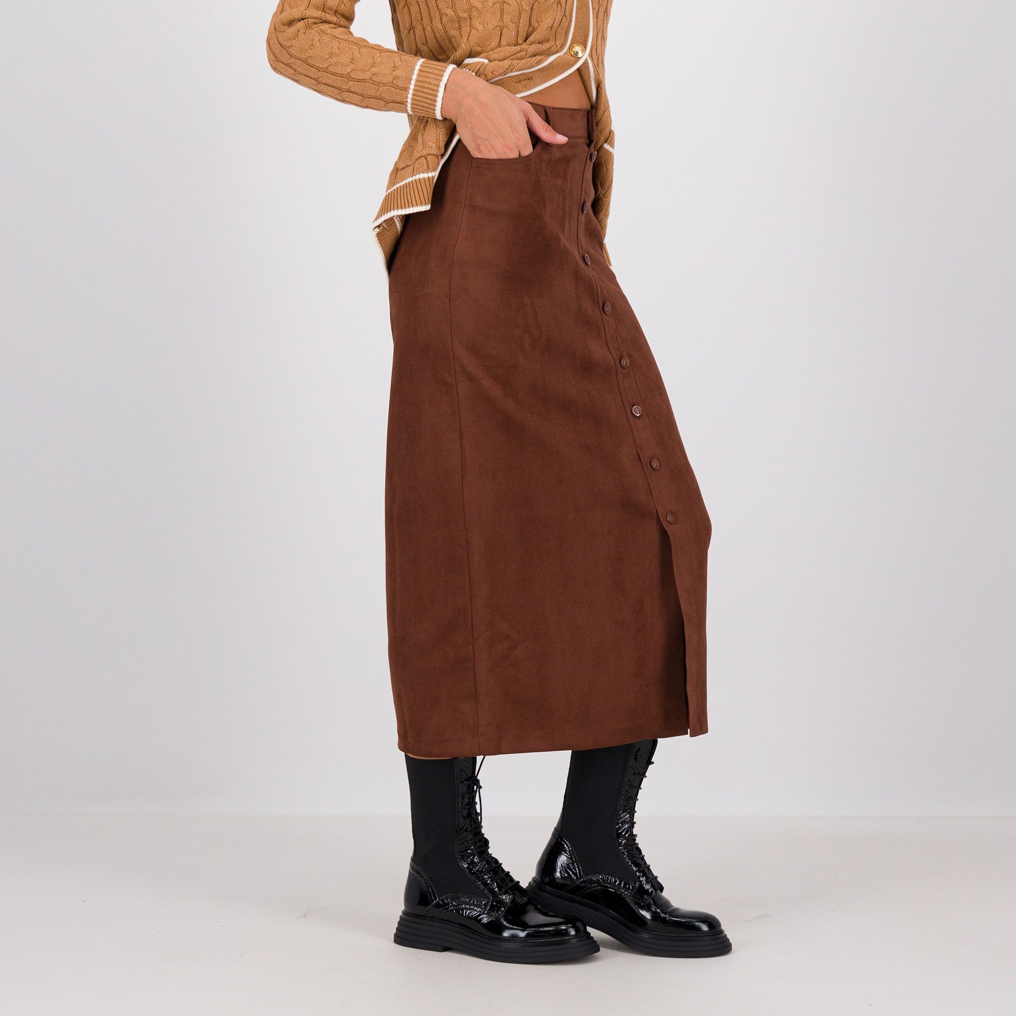 Isaac Mizrahi Live!
Gonna lunga
con bottoni, tasche
e spacco