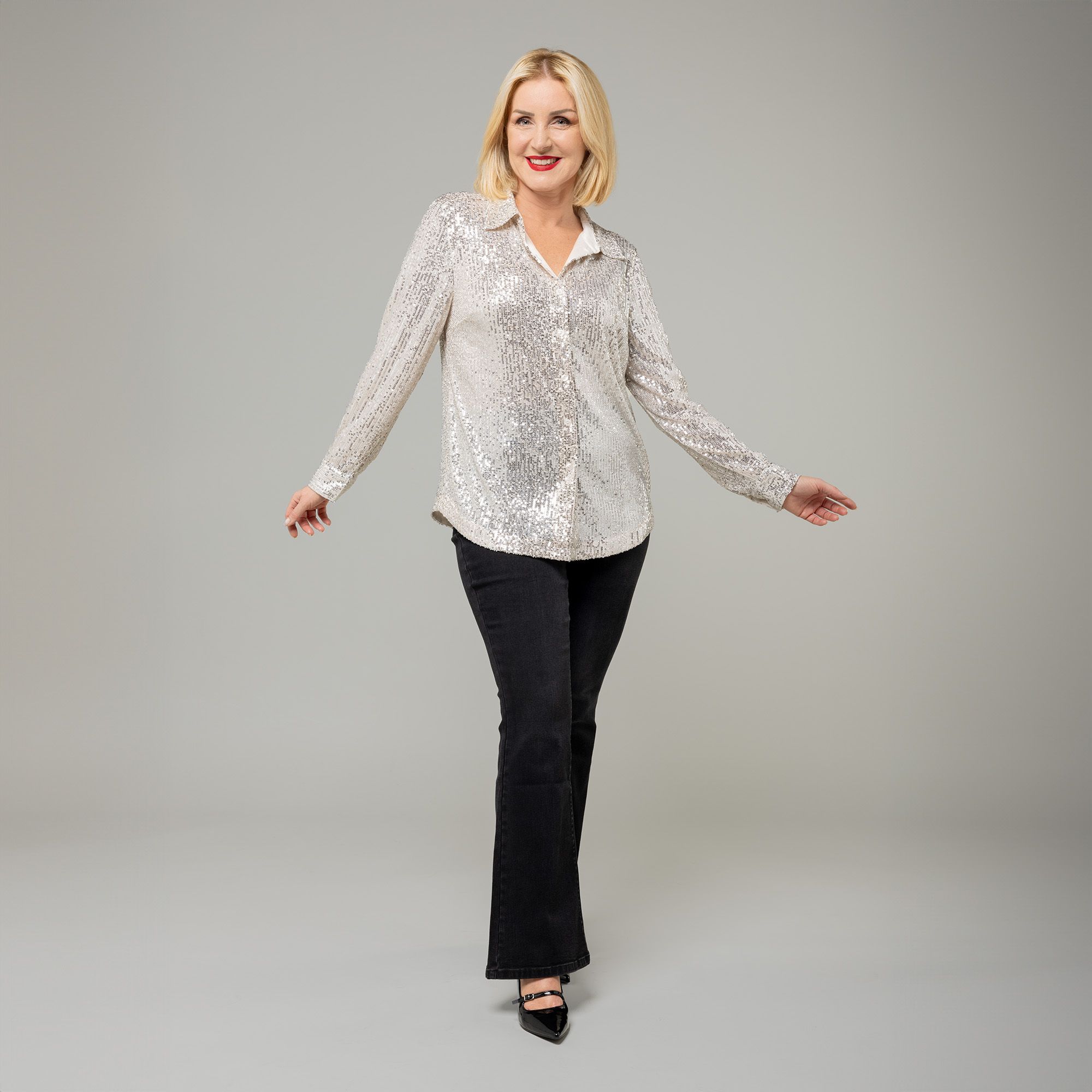 Isaac Mizrahi Live!
Camicia in tulle
doppiato con
paillettes