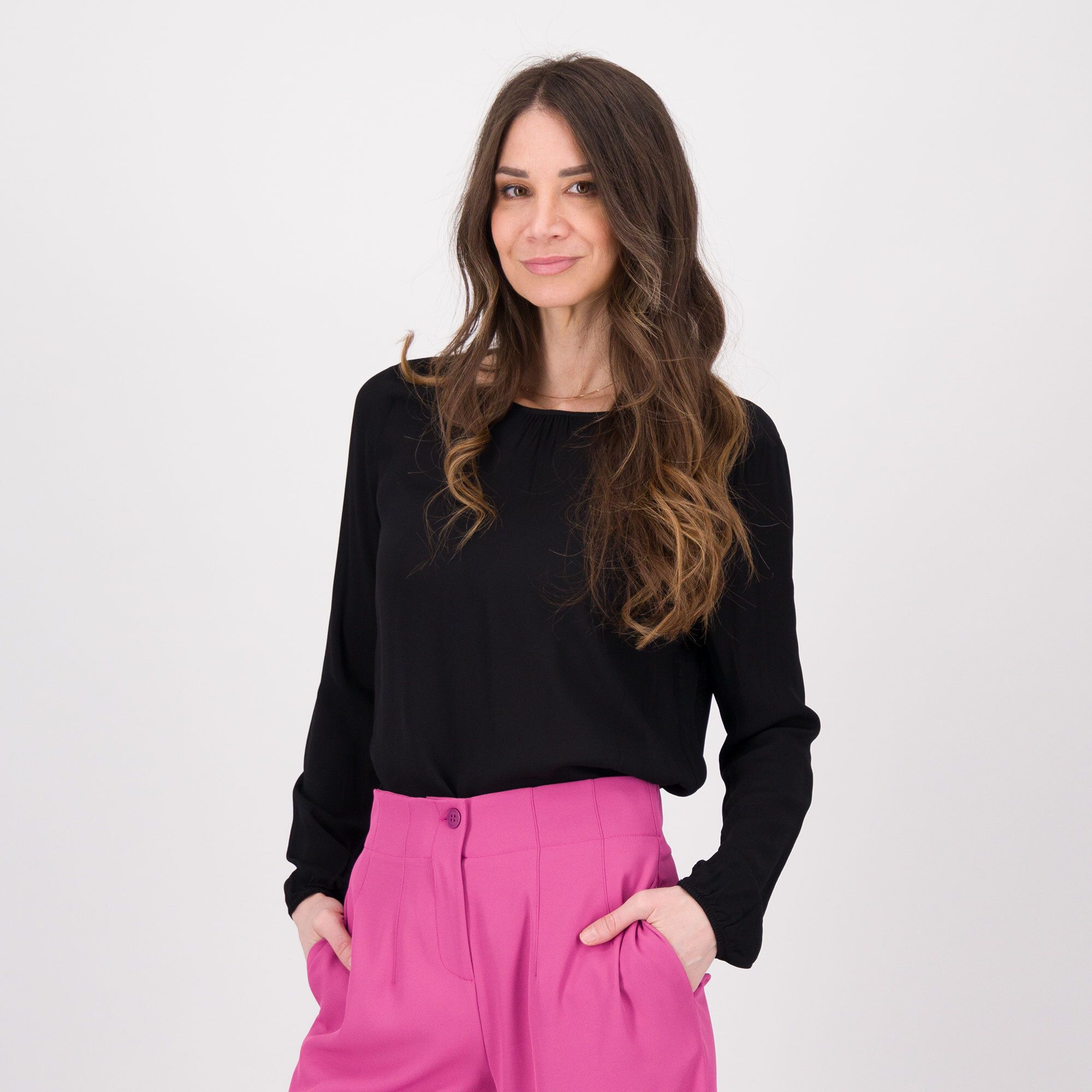 EXTESA Blusa in georgette crêpe a manica lunga