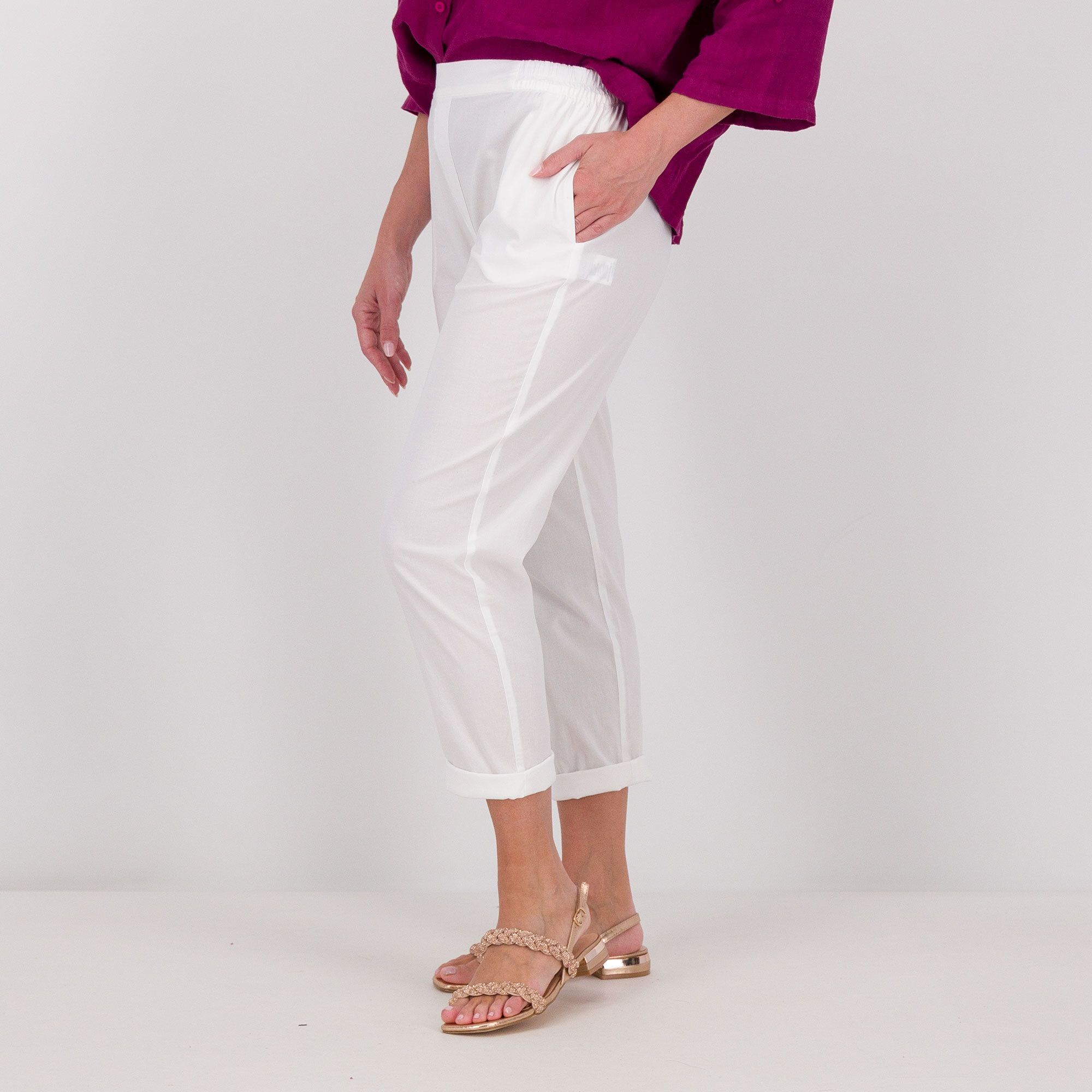 Studio 19 Pantaloni a carota in popeline di cotone con risvolto