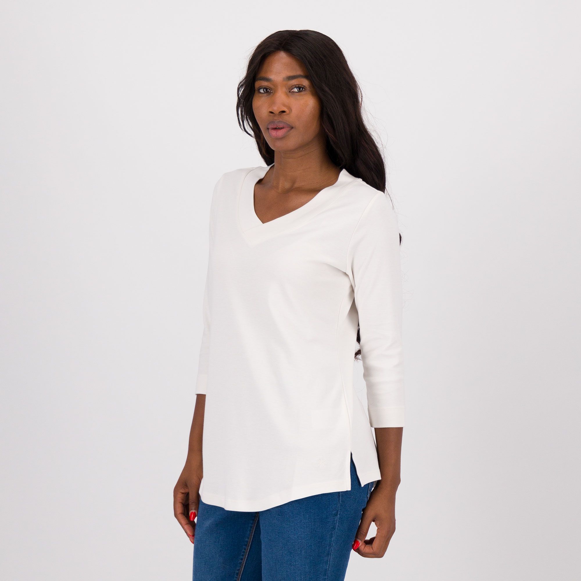 Isaac Mizrahi Live!
T-shirt con scollo
a V e maniche 3/4
in jersey di cotone