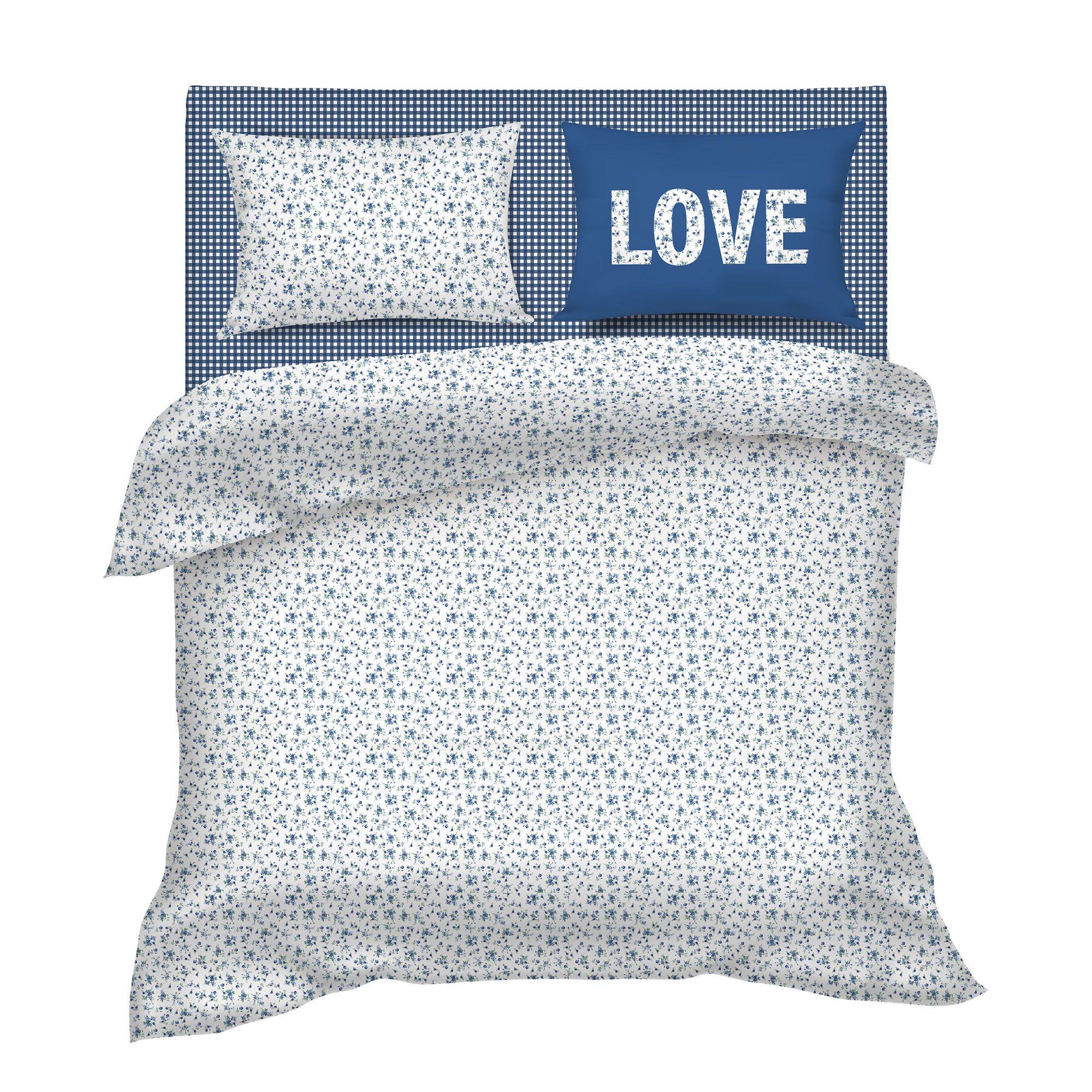 Camomilla Milano Home
Completo copripiumino
Fiorellini Blu
in raso di cotone