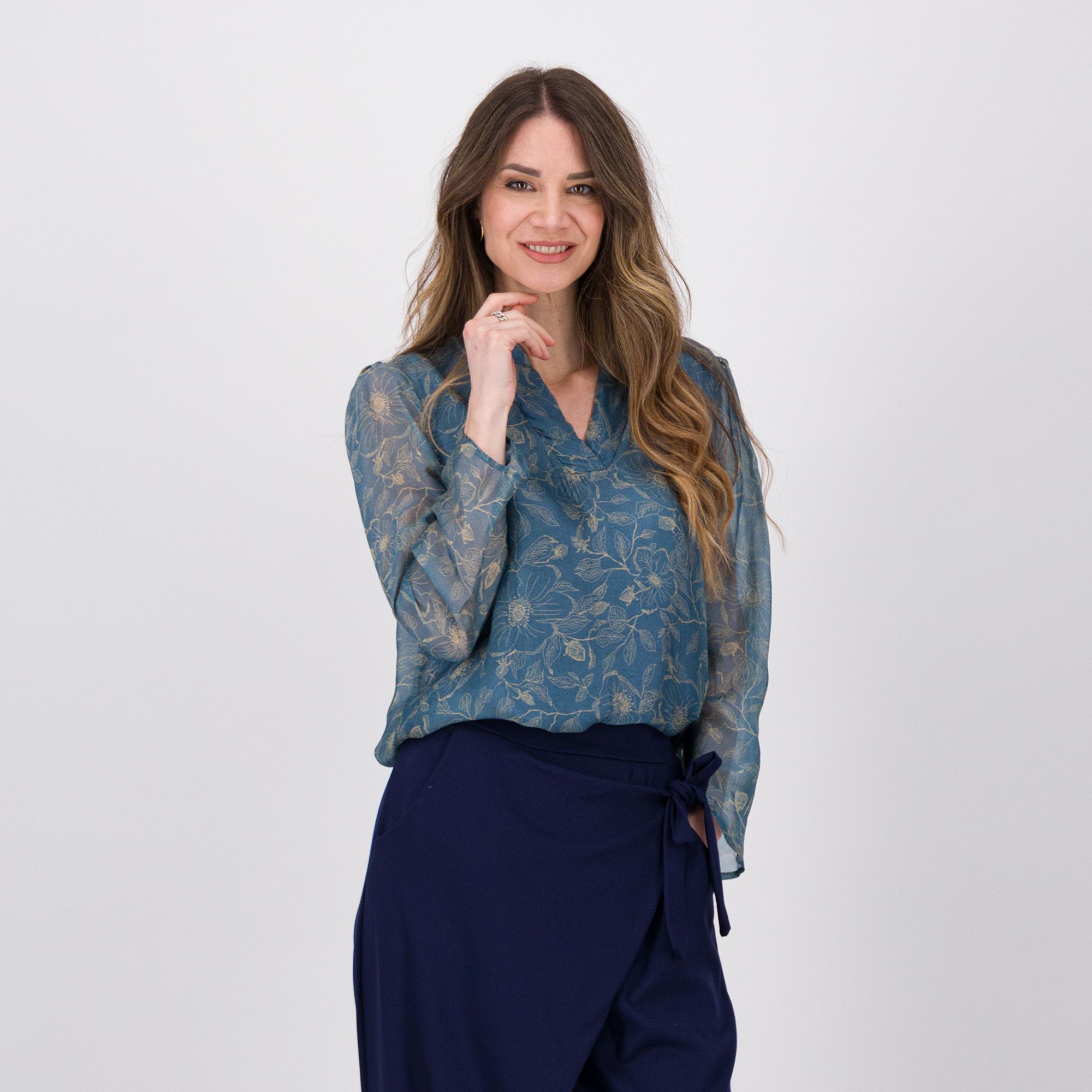 PALAZZO MODA
Blusa in chiffon
di viscosa e seta 
con stampa