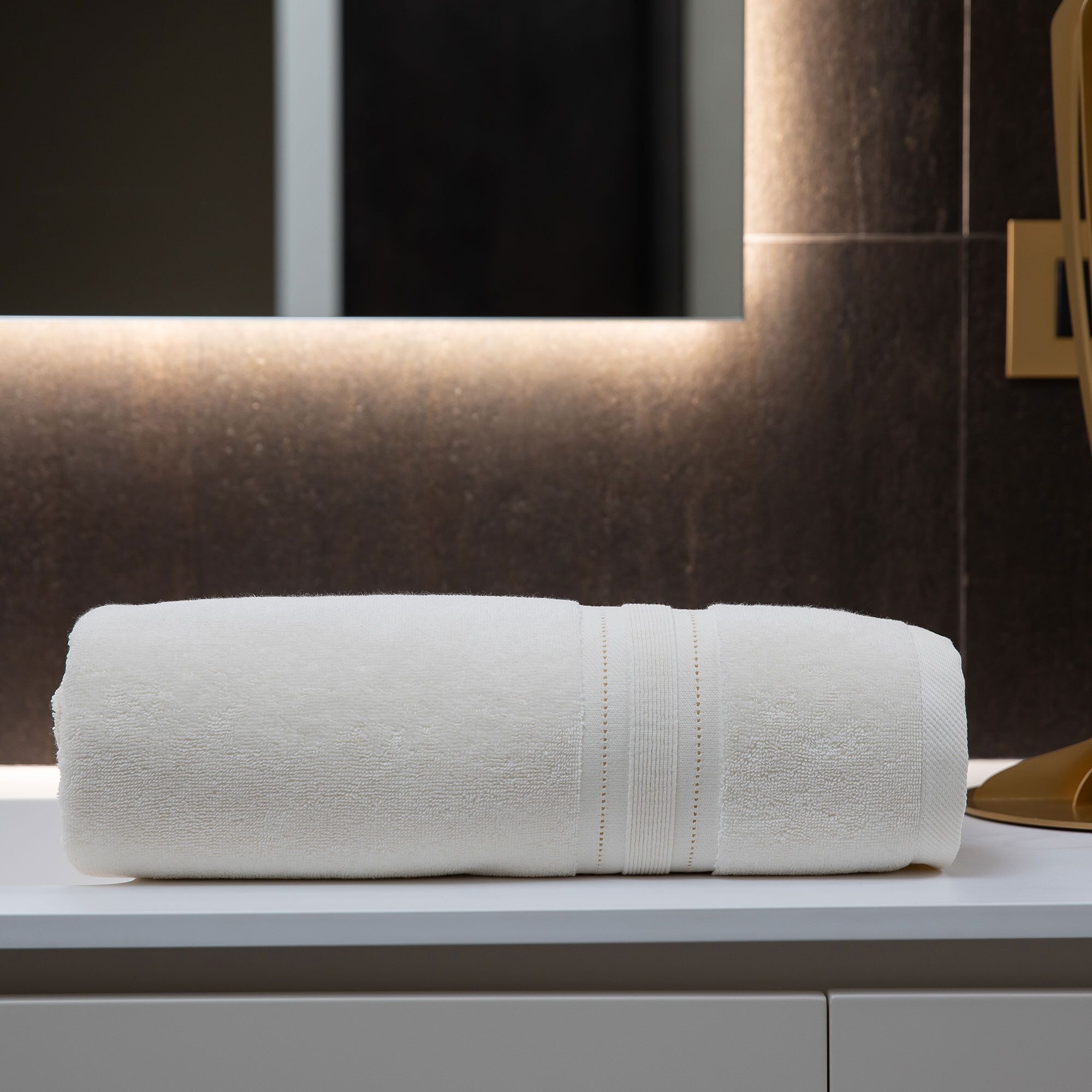 Ferò Telo bagno Platinum 100x150cm, cotone 500g/mq, bordo ajour