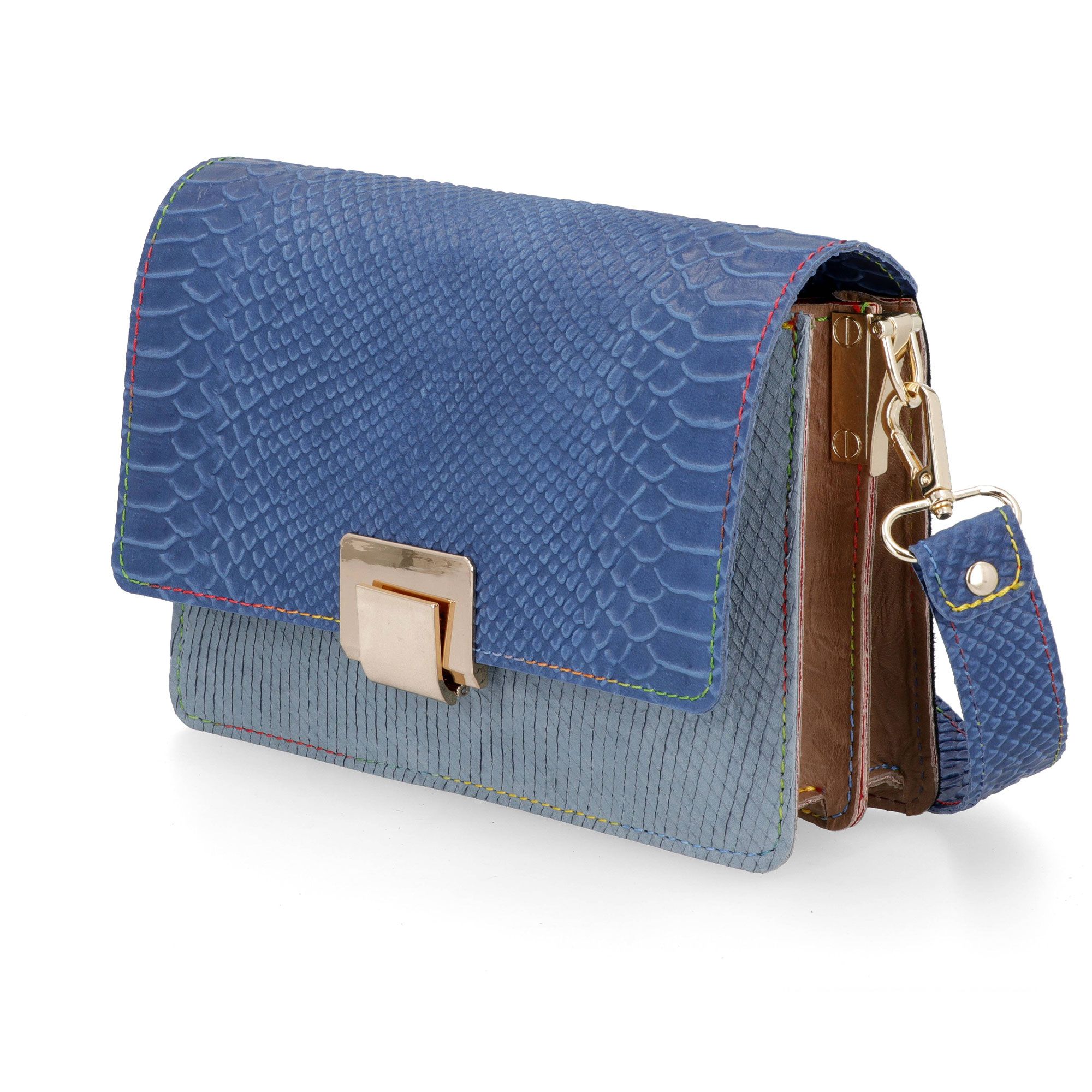 Ebarrito
Borsa a tracolla
in pelle patchwork
con patta