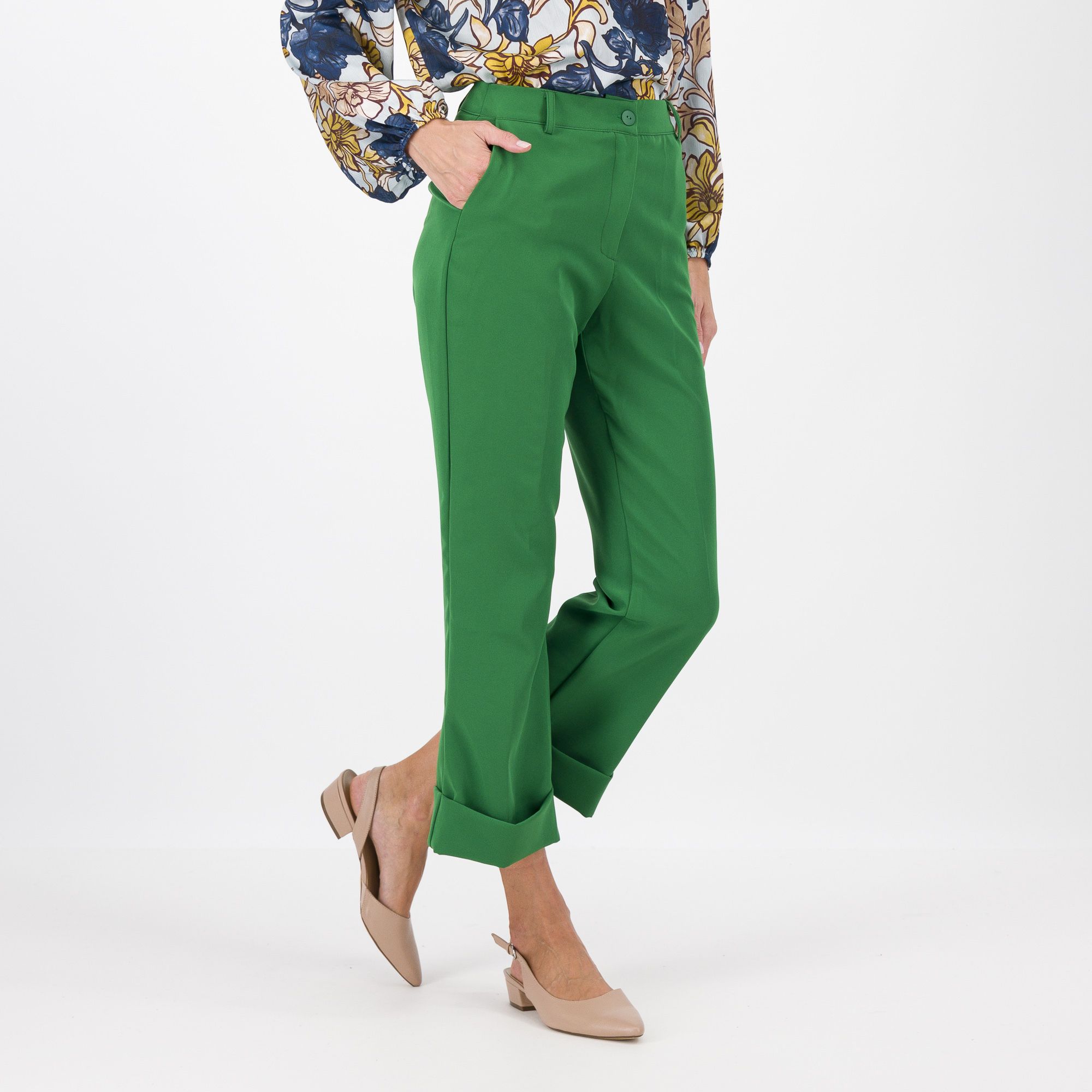 QVC Officina della Moda Pantaloni cropped in tessuto bi-stretch