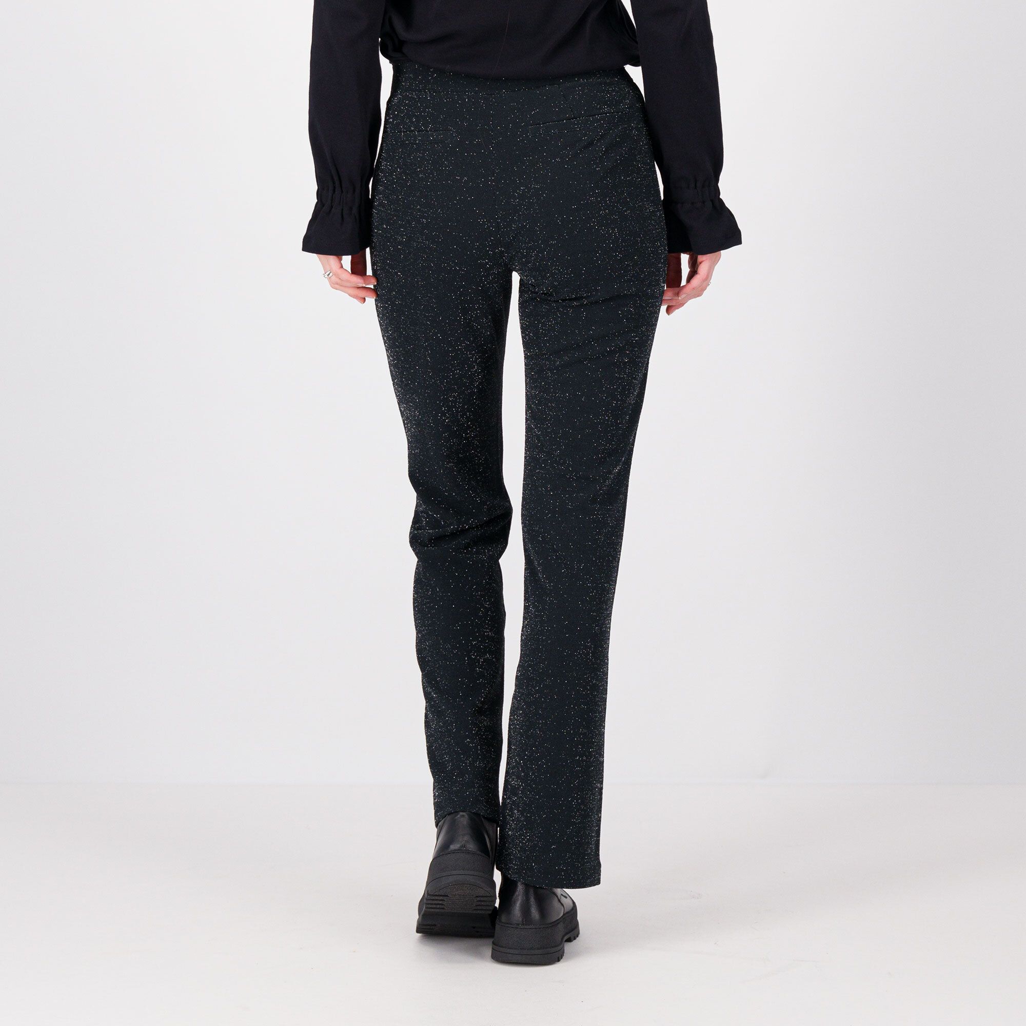 Isaac Mizrahi Live Pantaloni bootcut in tessuto lamé con elastico