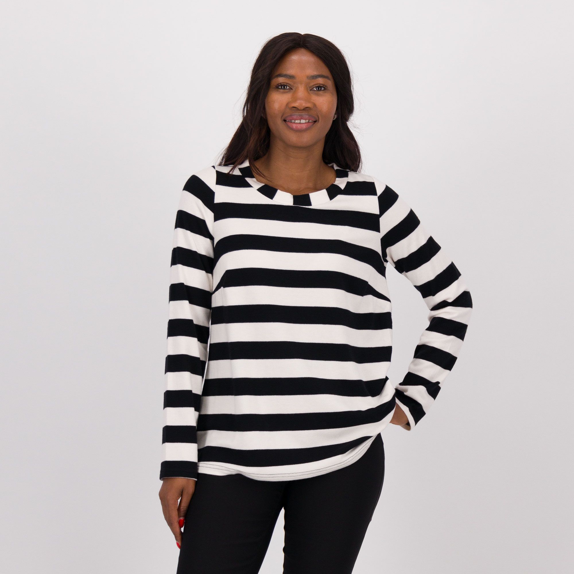 Olly Doo Maglia a righe in misto viscosa con maniche lunghe