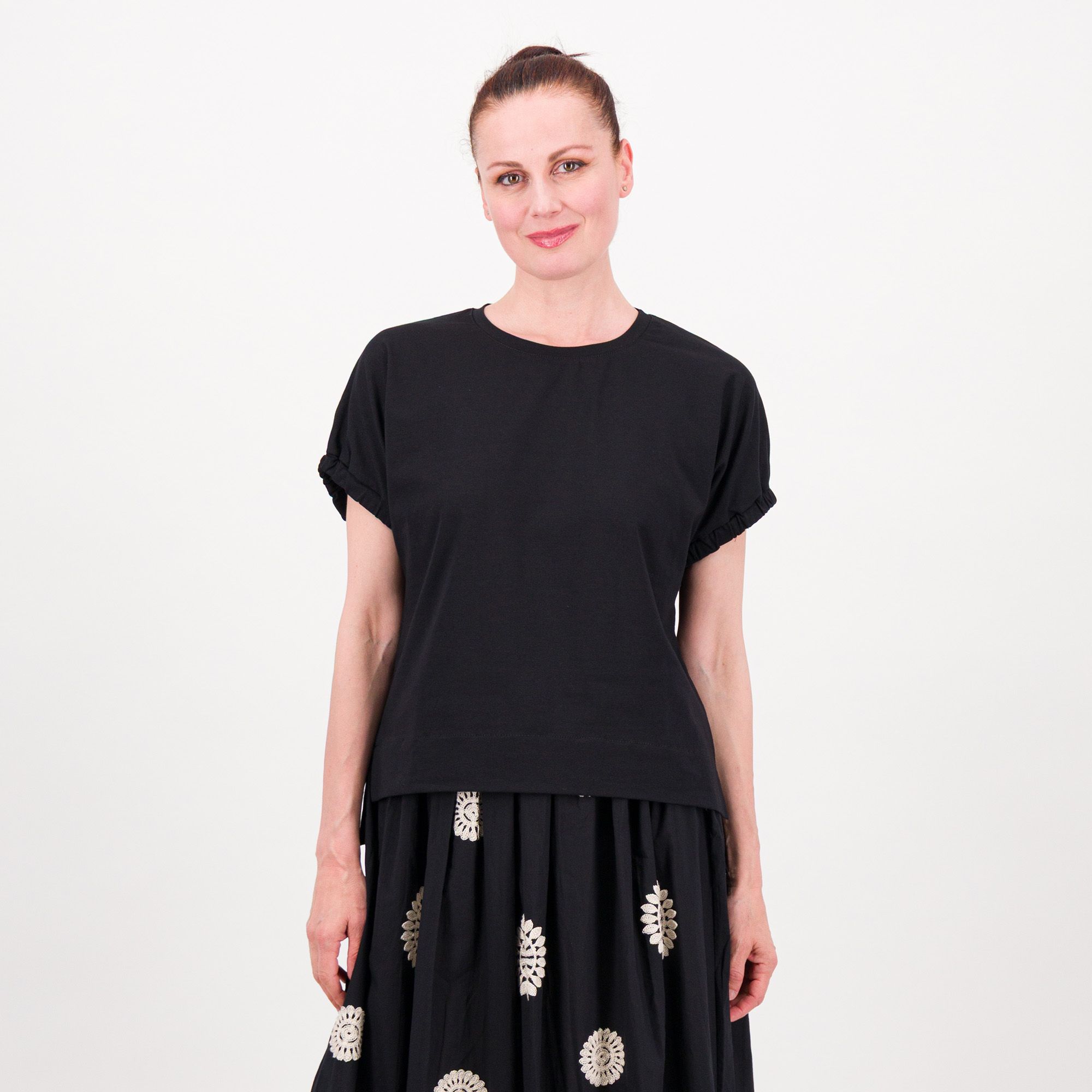 Bianca Della Torre T-shirt manica corta in jersey di cotone con spacchi al fondo