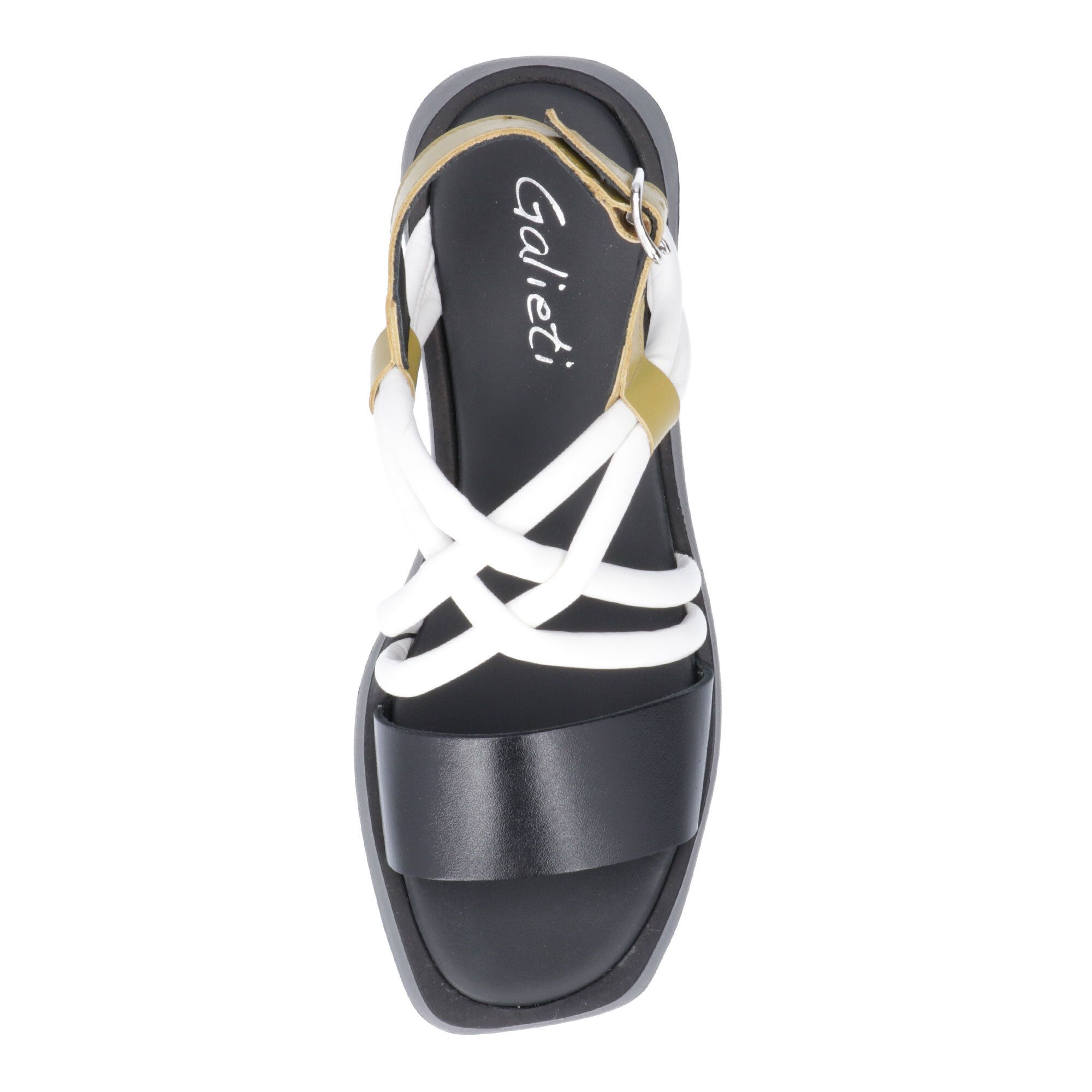 Galieti Sandali in pelle con fascette incrociate zeppa 6,5 cm