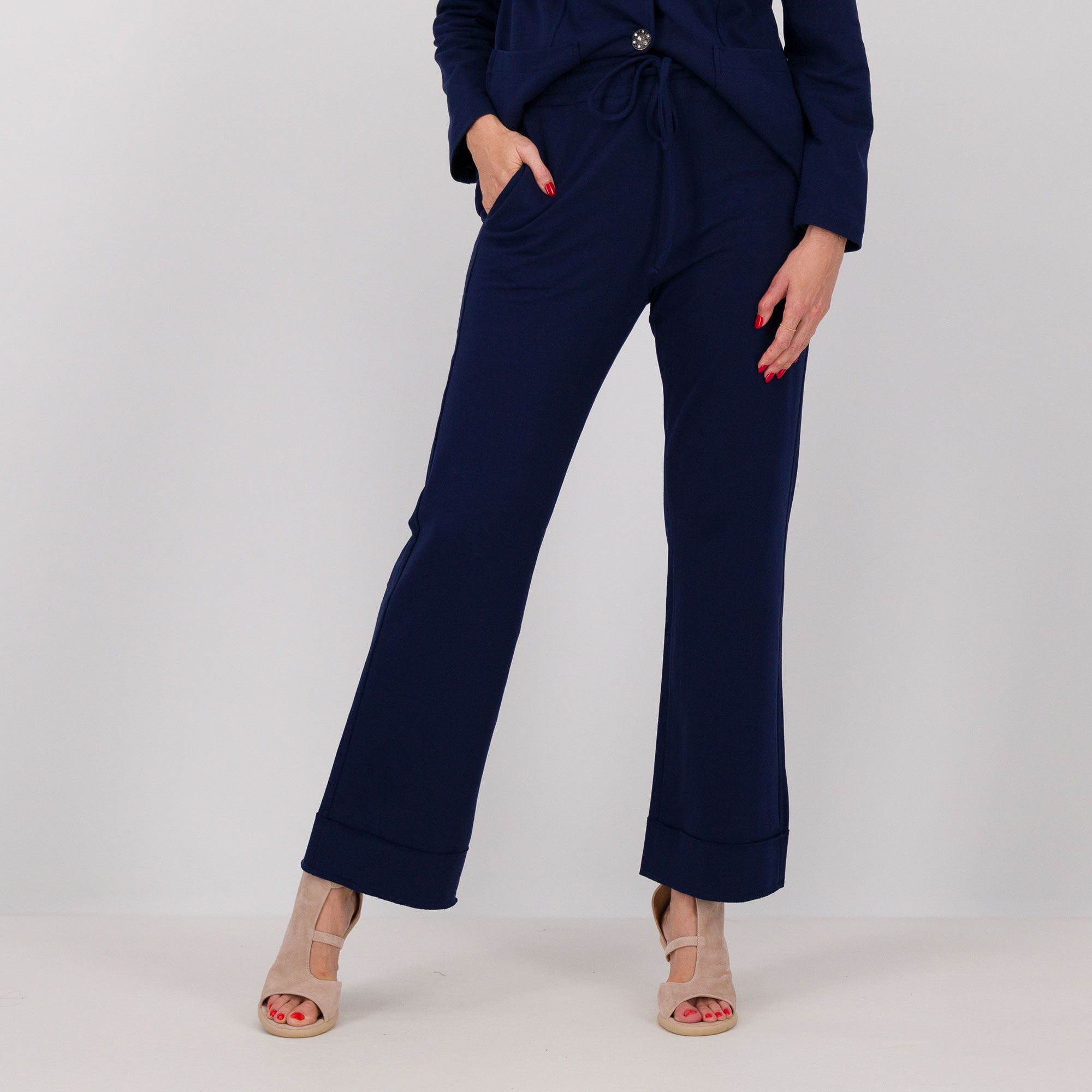 Caterina Lancini Pantaloni in felpa di cotone stretch con bordo riportato