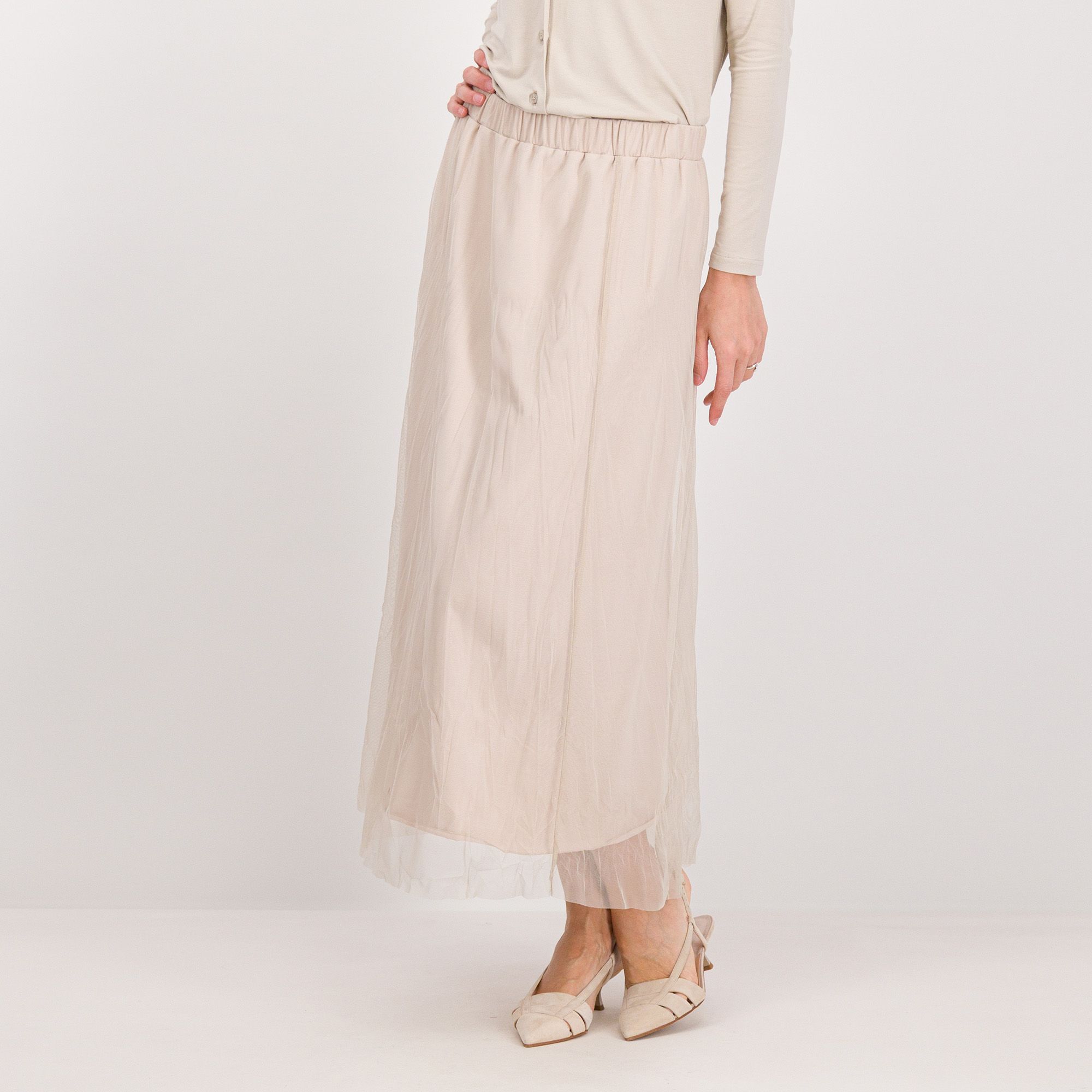 Caterina Lancini
Gonna midi in tulle
stropicciato
con pieghe