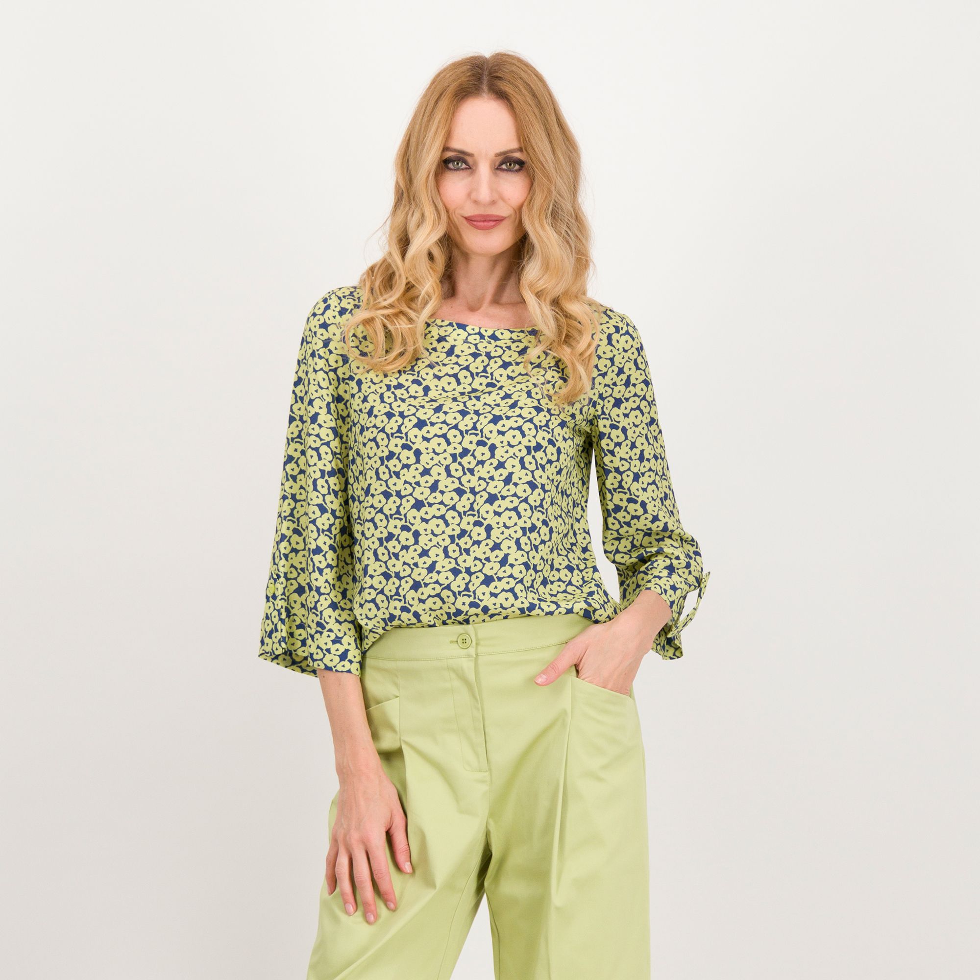 Olly Doo Blusa maniche lunghe in mussola di viscosa stampata