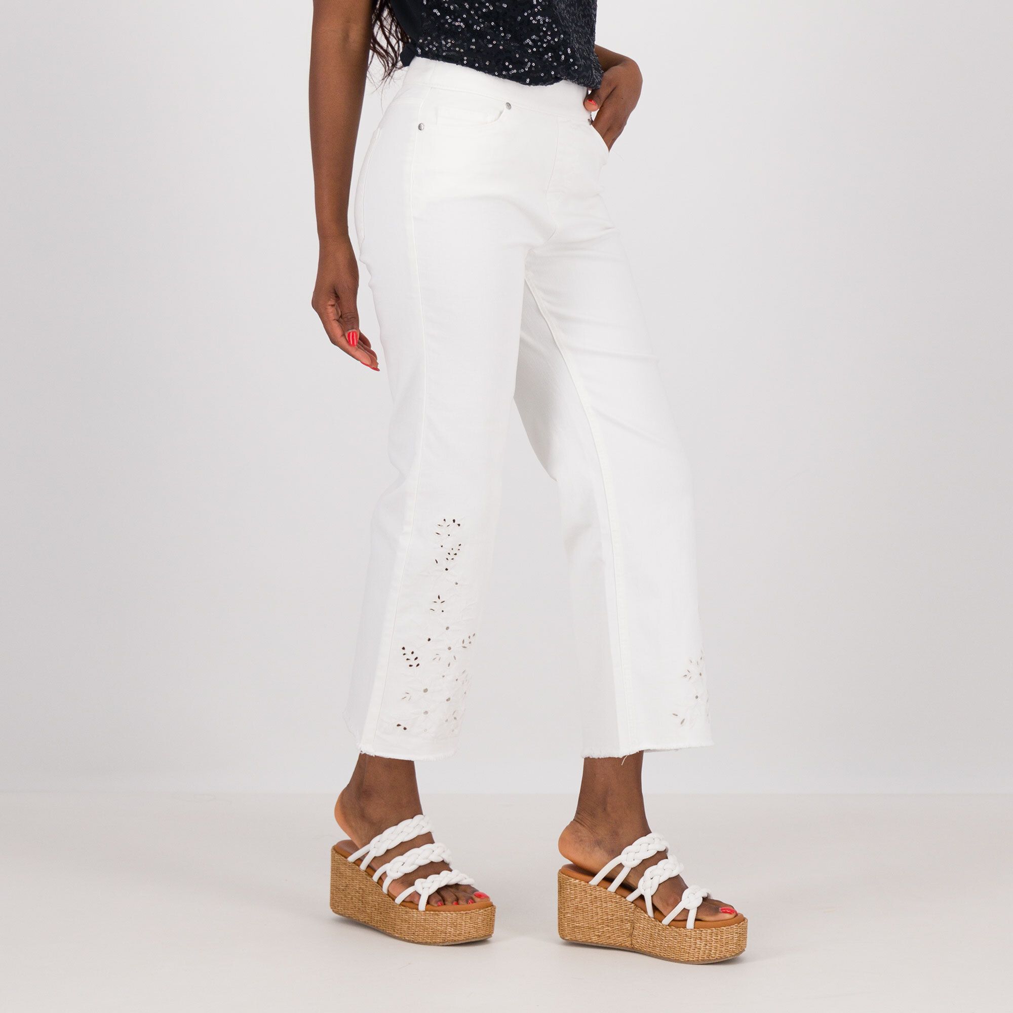 Isaac Mizrahi Live! pantaloni pull on cropped in denim
