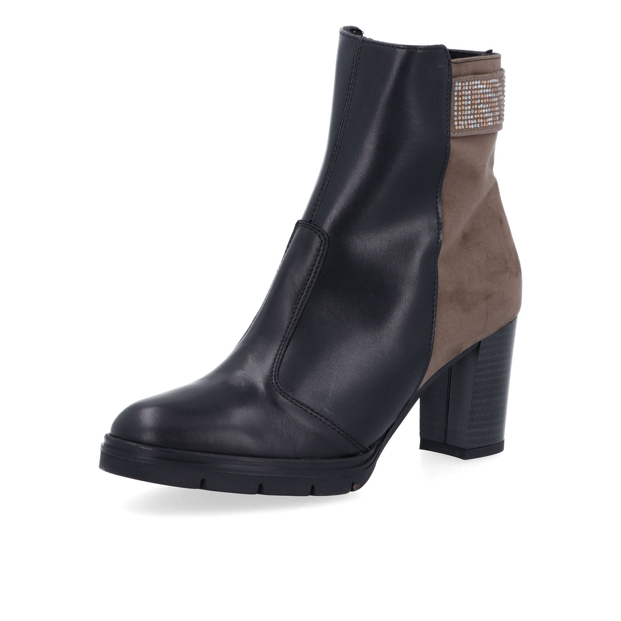 Le Serpentini
Stivaletti in pelle
e tessuto con tacco
8 cm