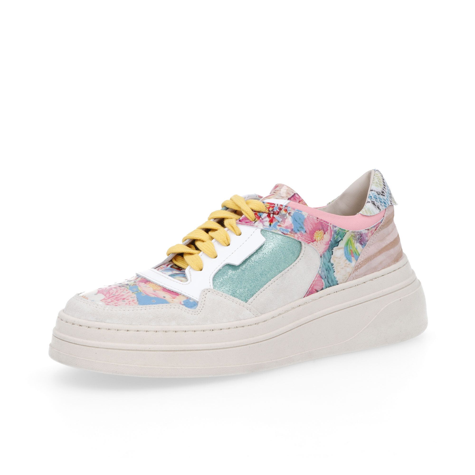 Ebarrito
Sneaker in pelle con
tomaia patchwork e
zeppa 5 cm