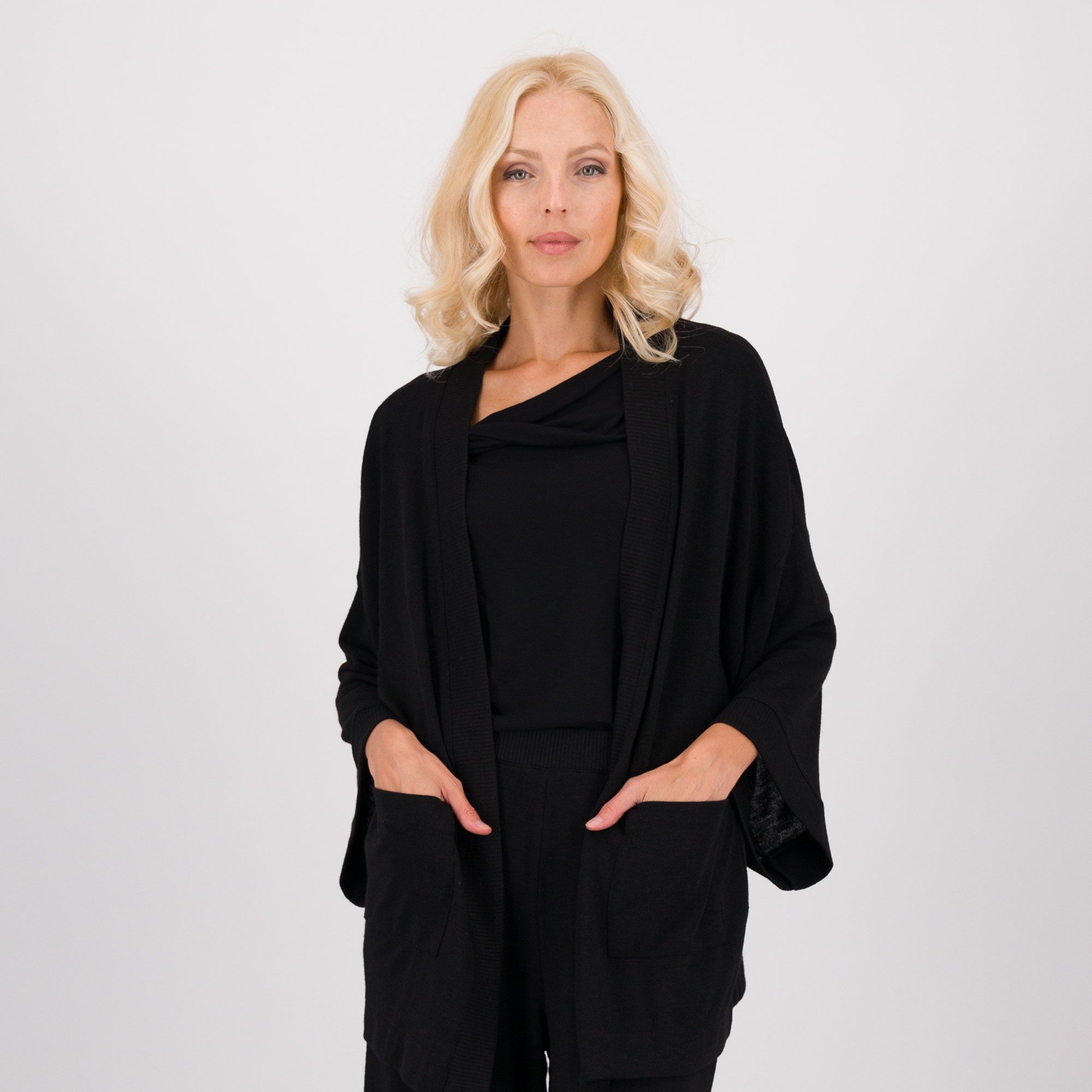 Caterina Lancini Kimono In Maglia Inserti In Costina Con Tasche