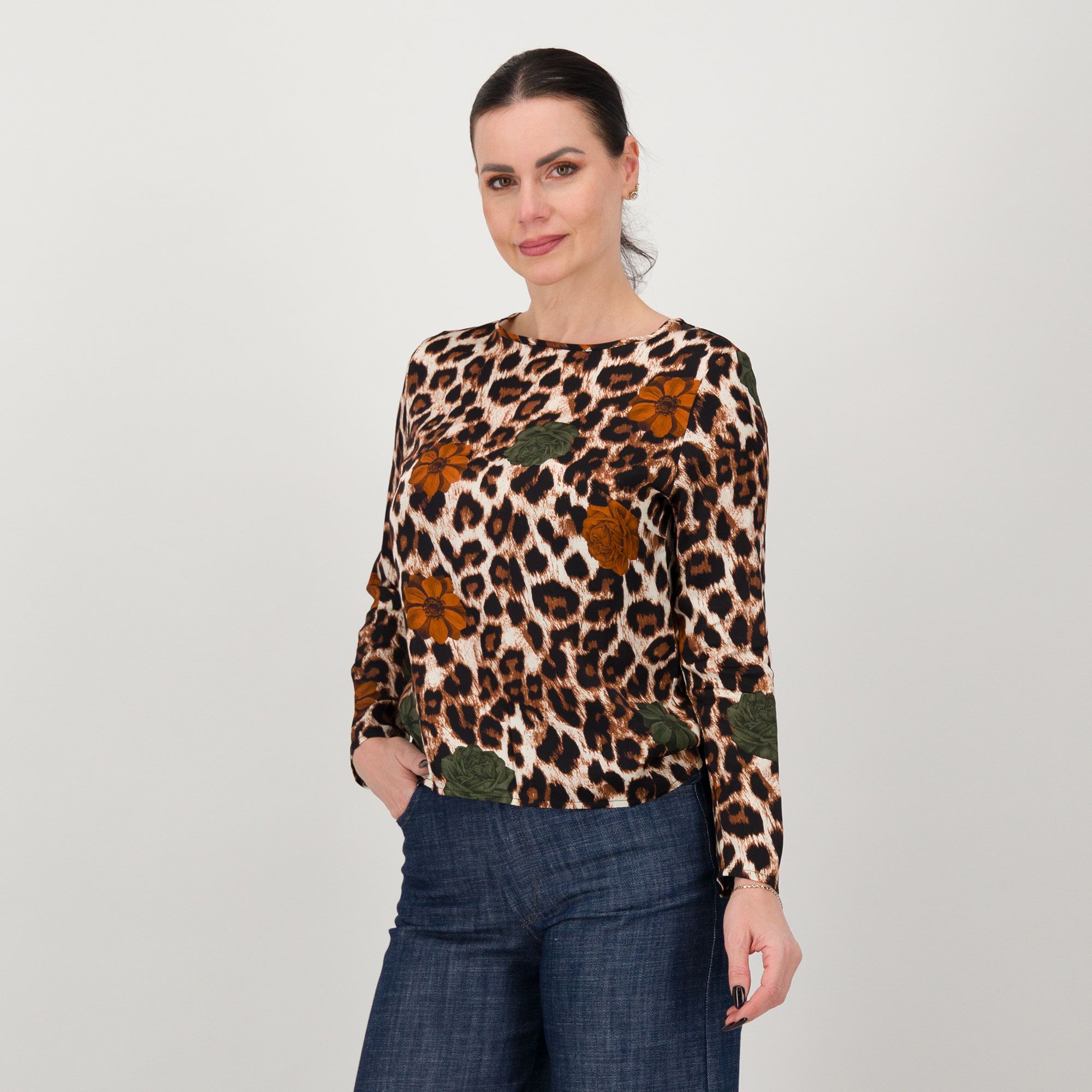Mood Atelier Blusa animalier in raso di viscosa