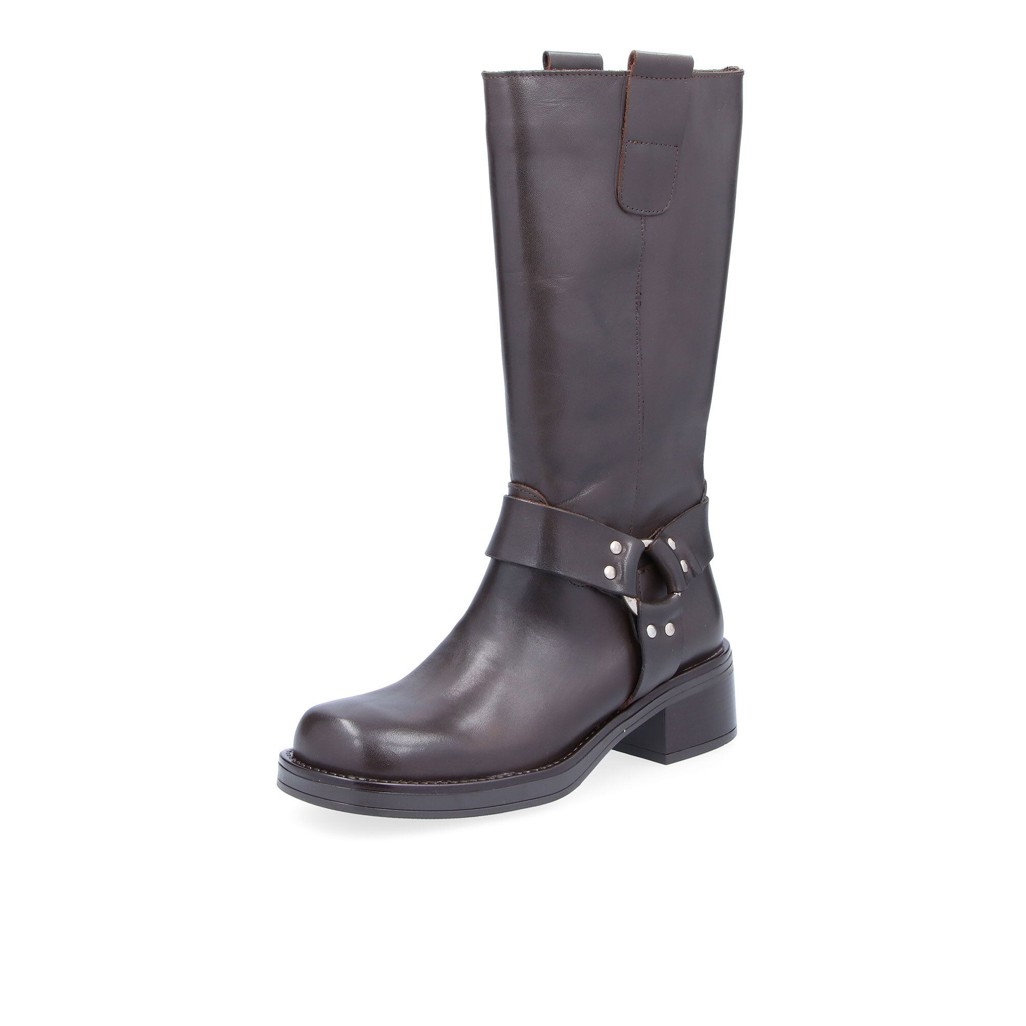 Galieti
Biker in pelle con
anello laterale e
tacco 5 cm
