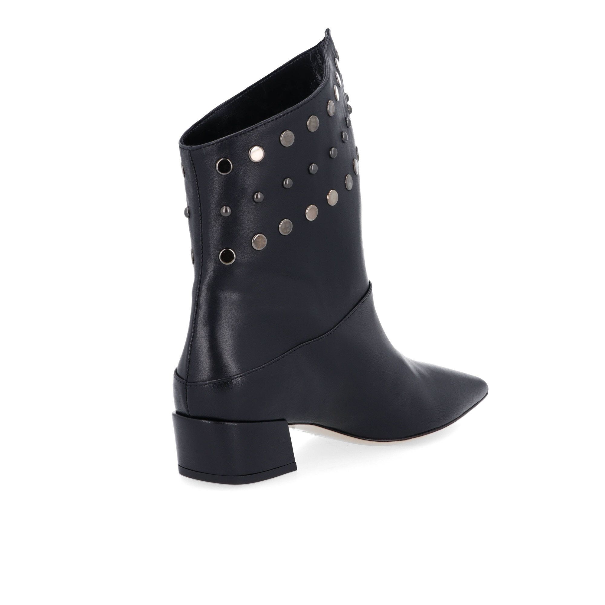 Galieti Stivaletti in pelle con borchie e tacco 3,5 cm