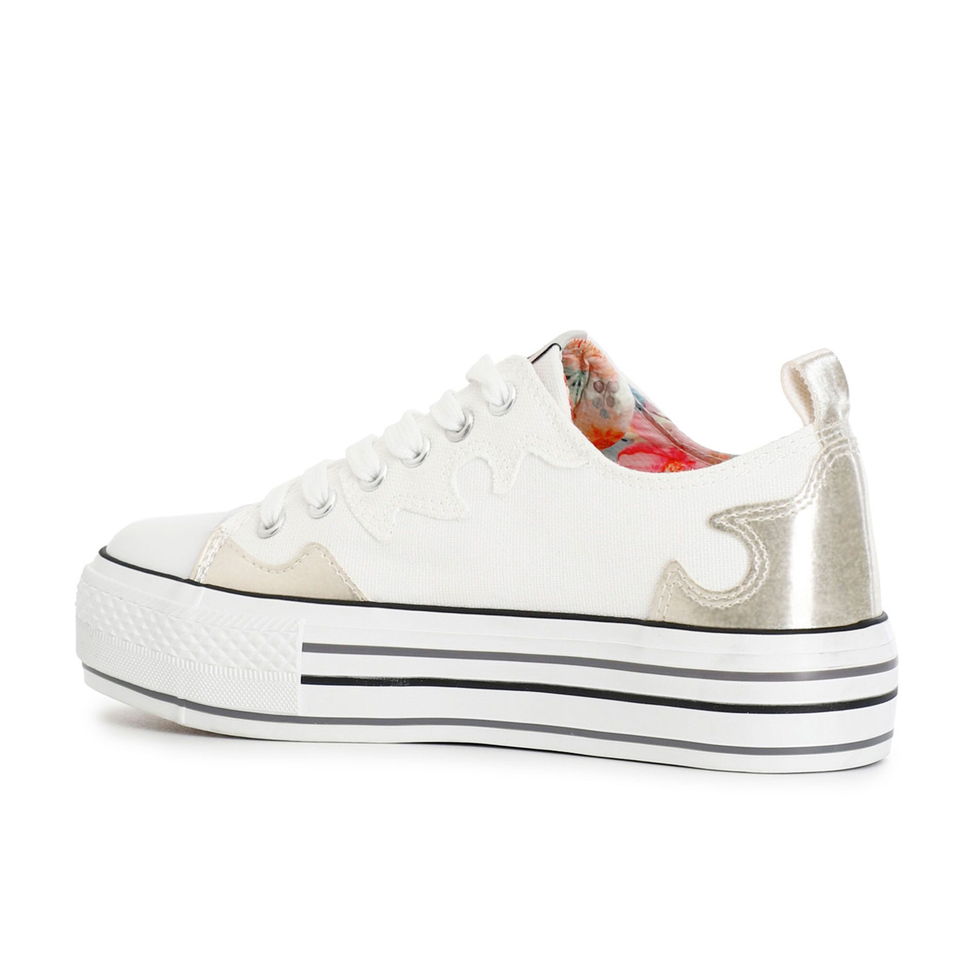 Cafè Noir Sneaker in tessuto con punta in gomma e inserti gioiello