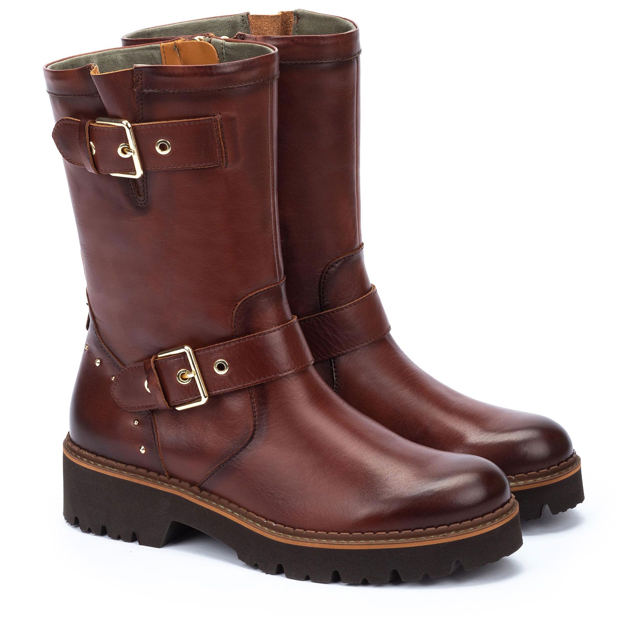 Pikolinos
Biker in pelle
con zip, cinturini
e borchiette
