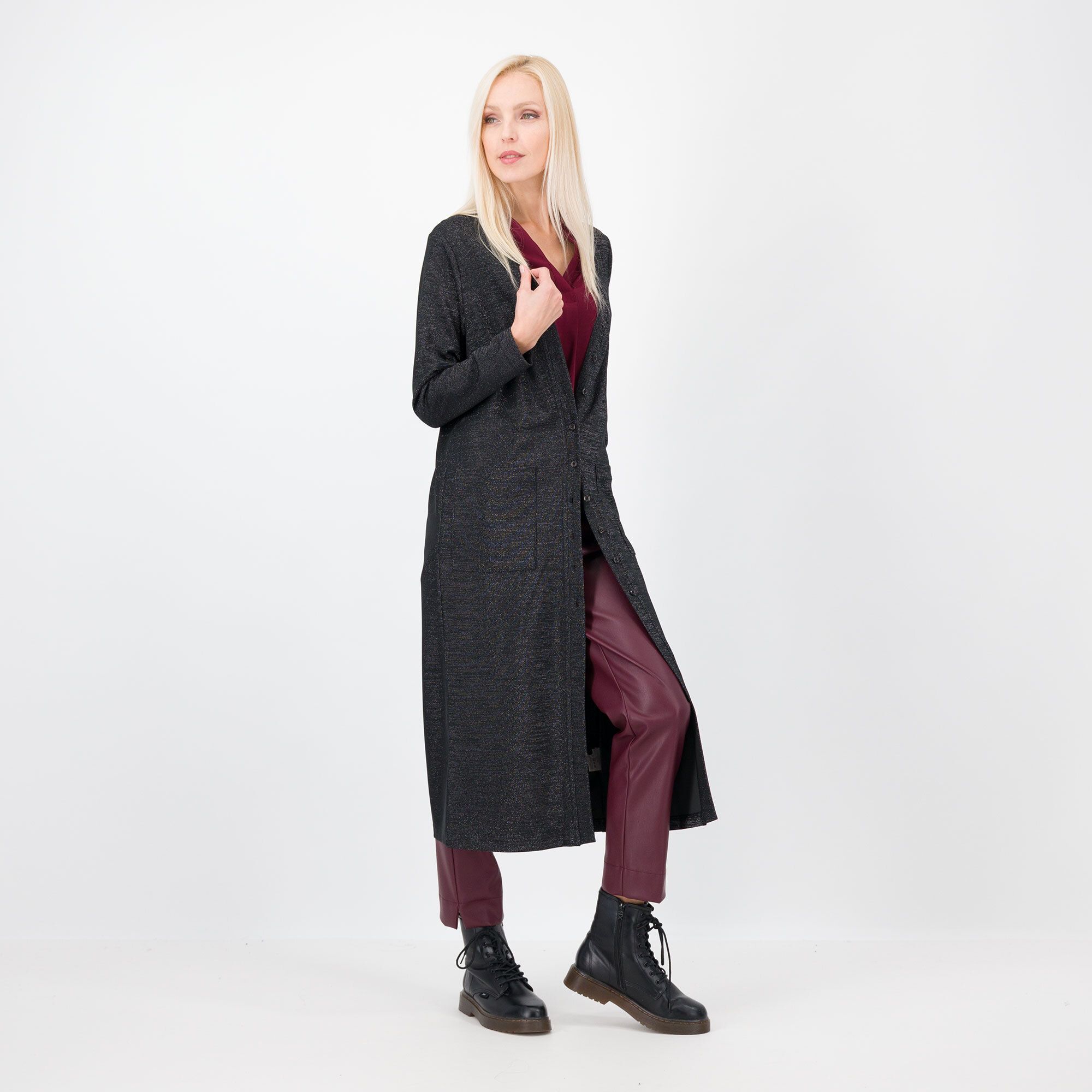 Caterina Lancini Cardigan lungo in maglia con lamé
