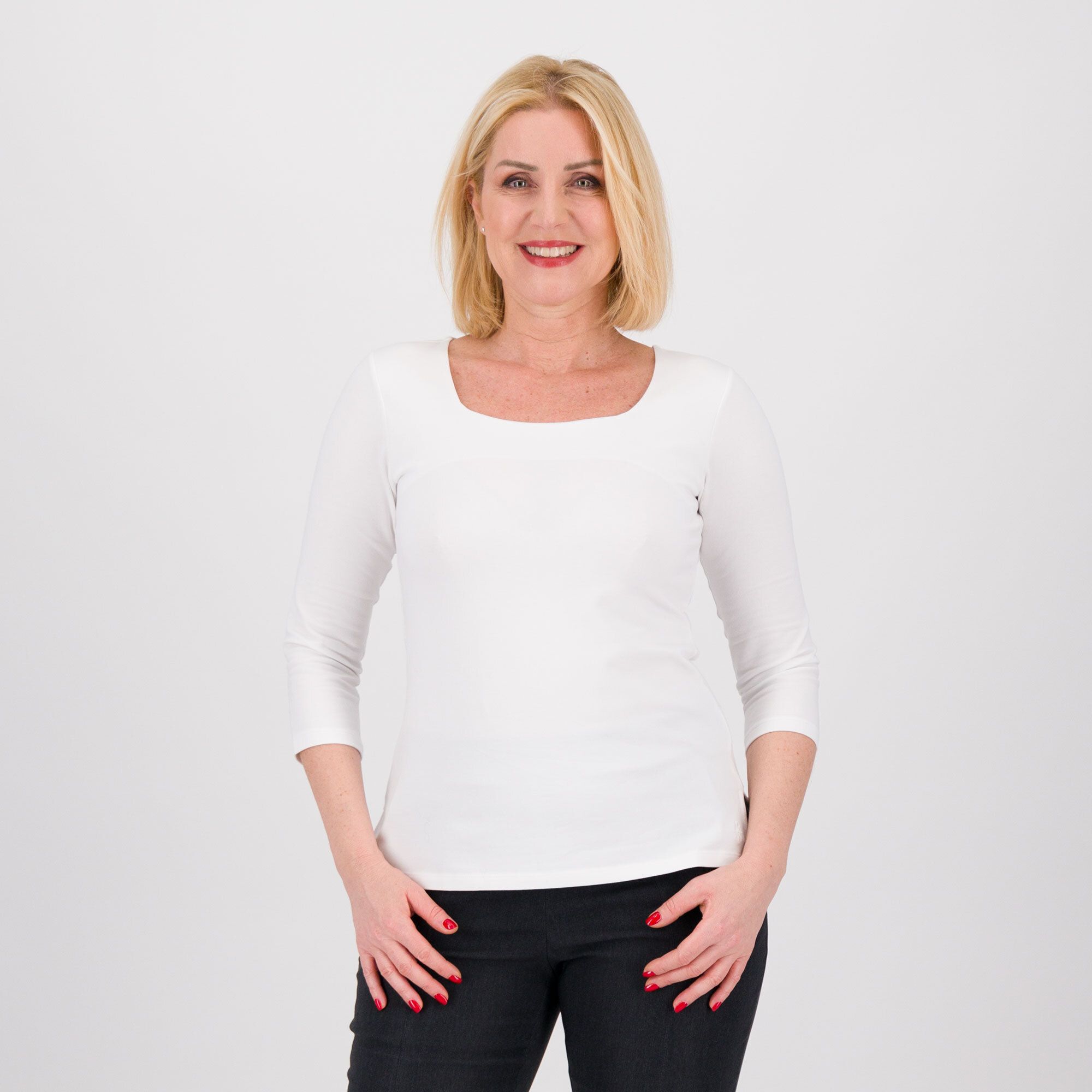 Isaac Mizrahi Live T-shirt con scollo squadrato e maniche 3/4